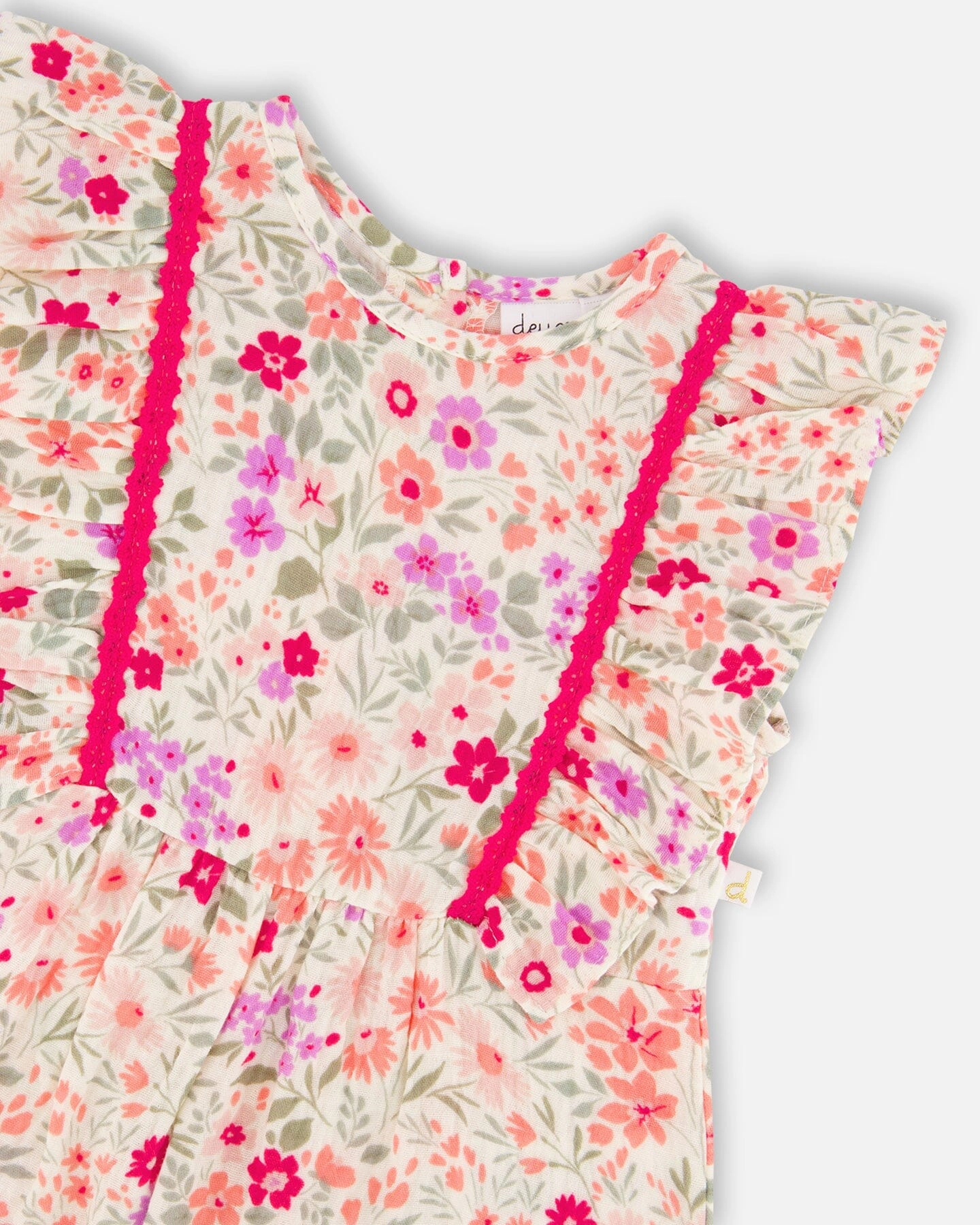 Deux par Girls Muslin Jumpsuit Printed Flowers