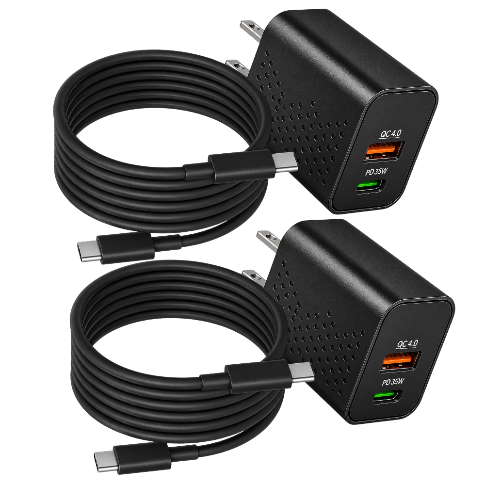 Qixxronics 35W Type C Wall Charger, USB Phone Super Fast Charger with 6FT USBC Data/Sync Cable for Charging (2-Pack )