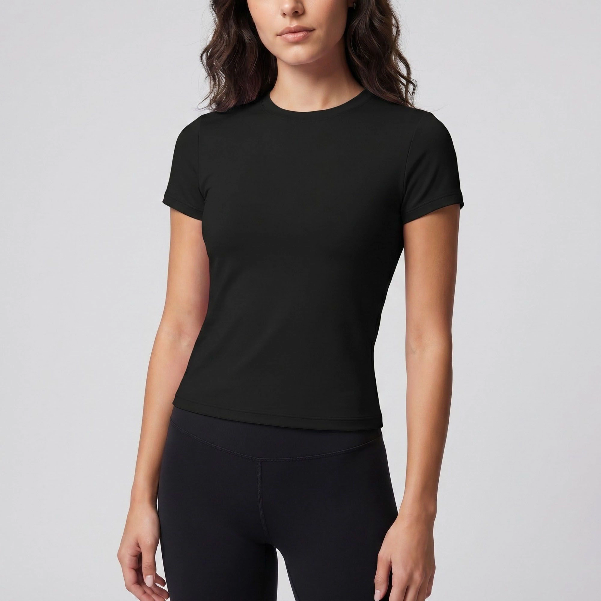Anna-Kaci Women's Short Sleeve Workout Top Crew Neck Fitted Activewear T-Shirt Yoga Tee
