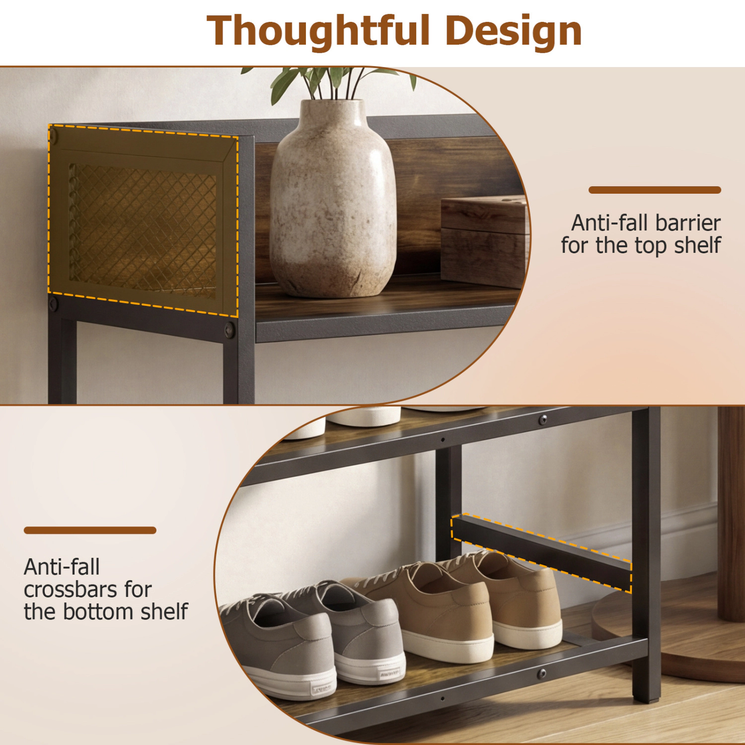 Hivvago 4-Tier Industrial Shoe Rack with Metal Frame