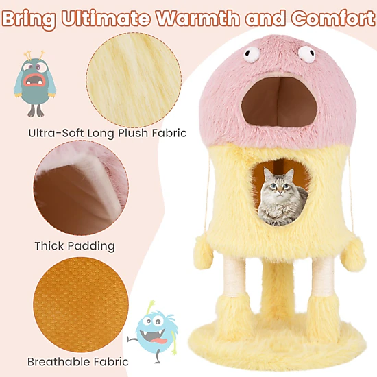 SlickBlue 3-Level Monster Cat Tree with 2 Condos & Scratching Posts