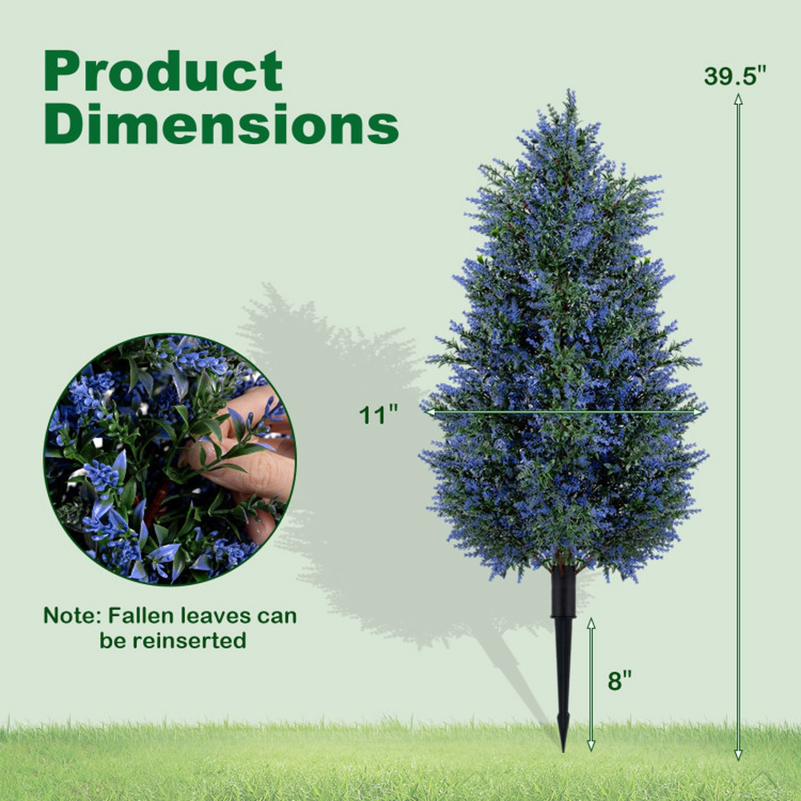 SUGIFT Set of 2 39.5-in Outdoor Artificial Lavender Topiary Trees with Purple Blooms and Ground Spikes