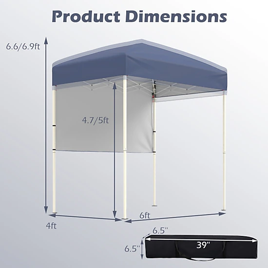 SUGIFT Pop-Up Canopy Tent with Half Sidewall Easy Setup Folding Outdoor Sun Shelter 15.5-lb Net Weight Gray