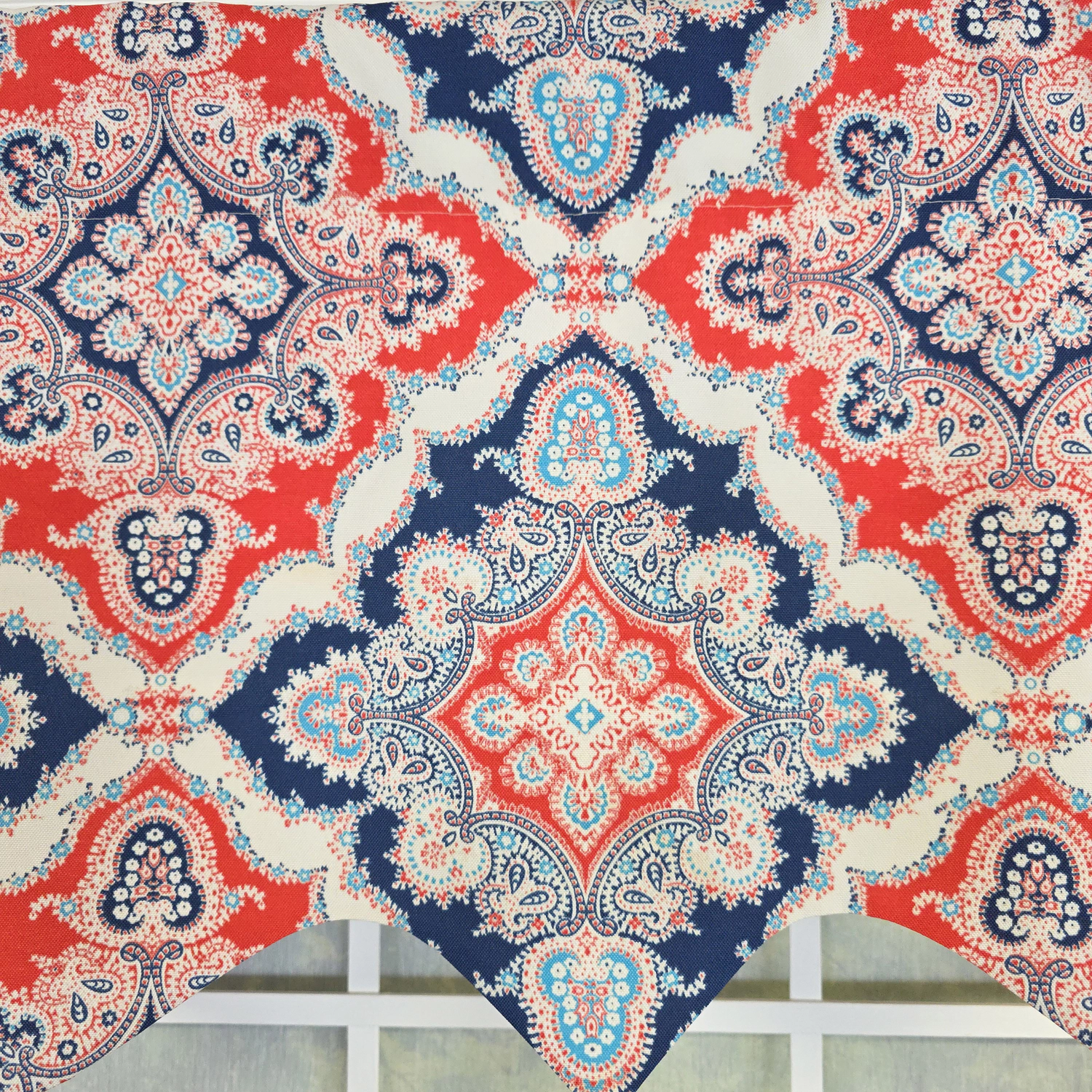 RLF Home 100% Cotton Coventry Regal  Fully lined Windows Rod Pocket Valance 50" x 17"  Navy