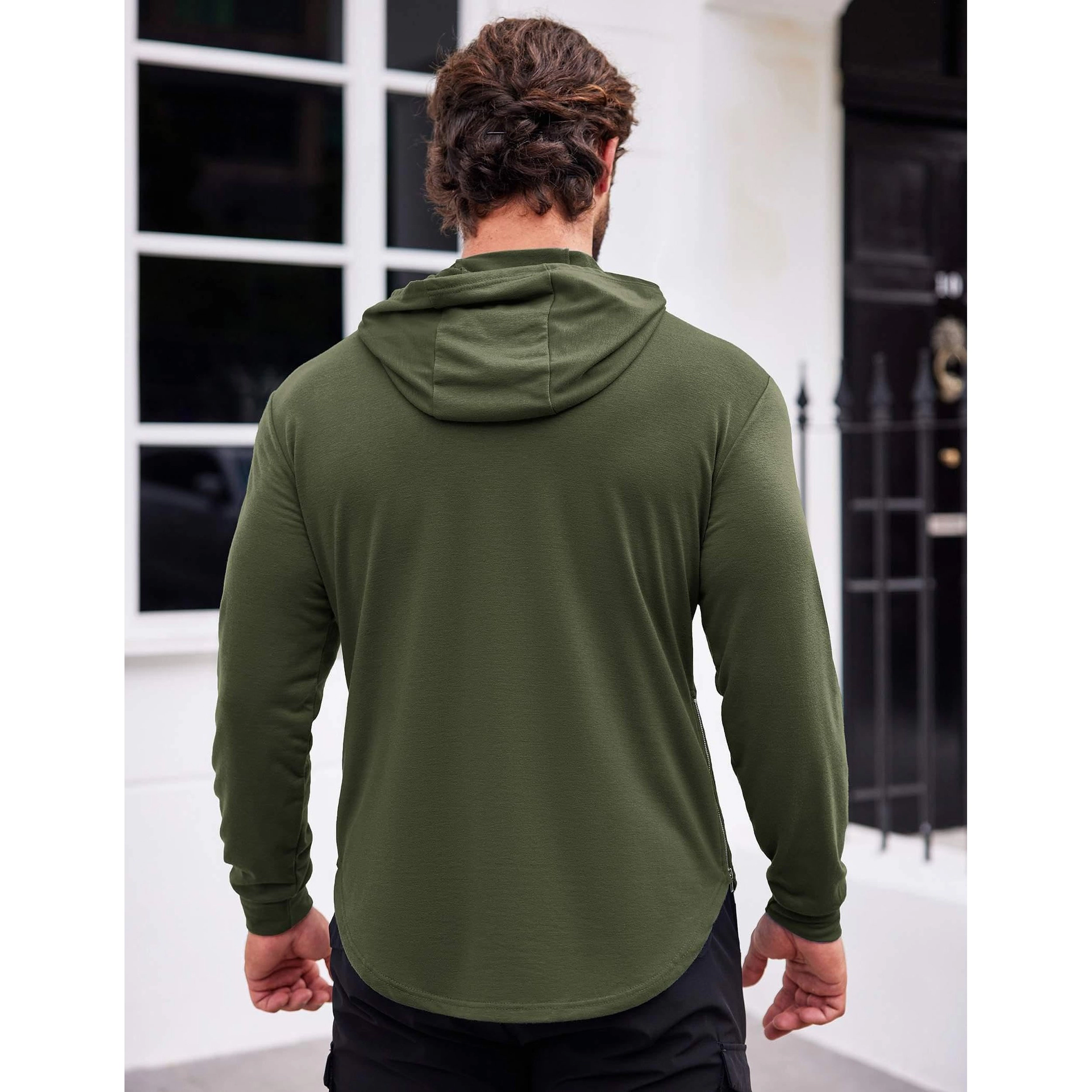 COOFANDY Men's Slim Fit Long Sleeve Hooded Gym Training Hoodie