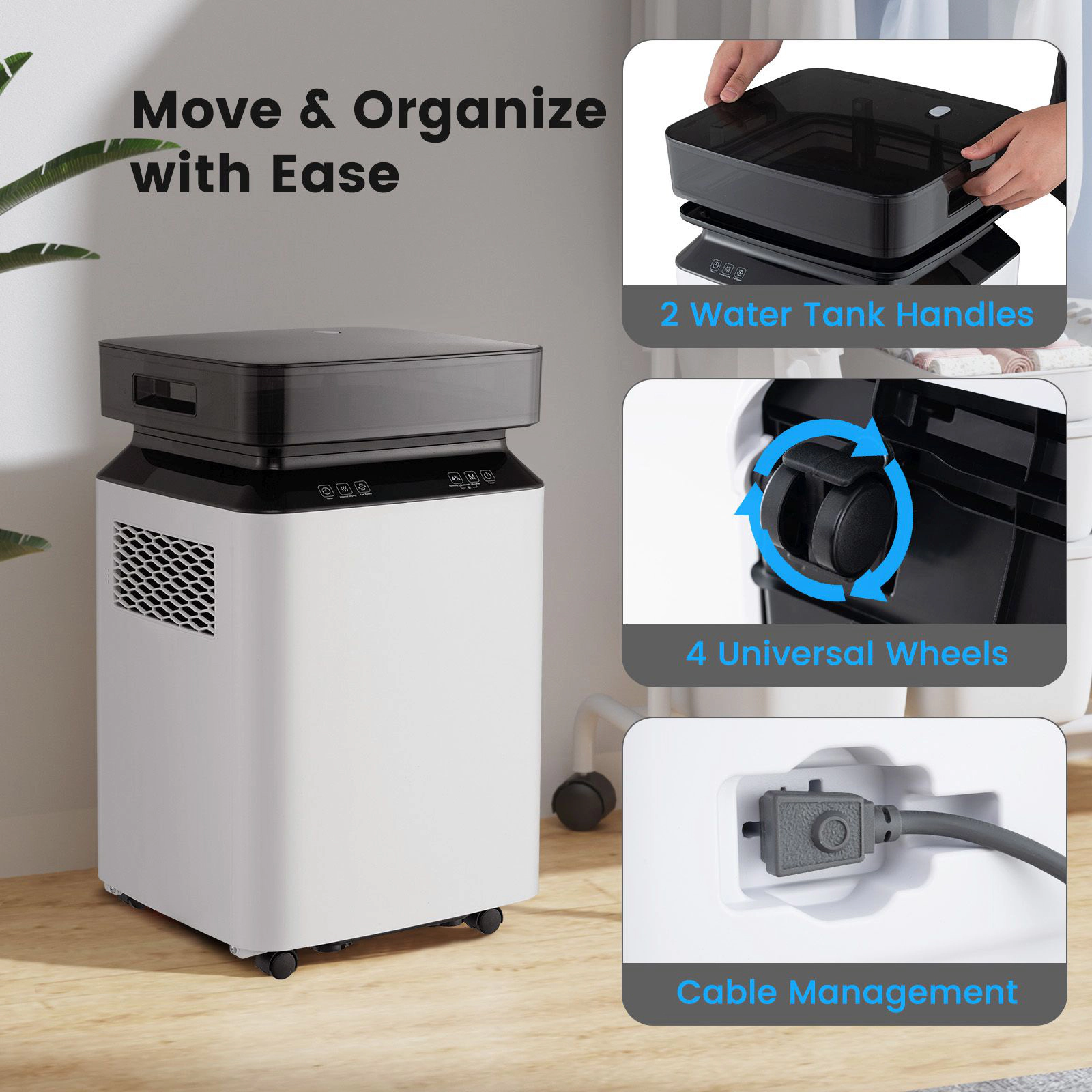 SlickBlue Dehumidifier for Basement, Large Room Humidity Control with Drain Hose