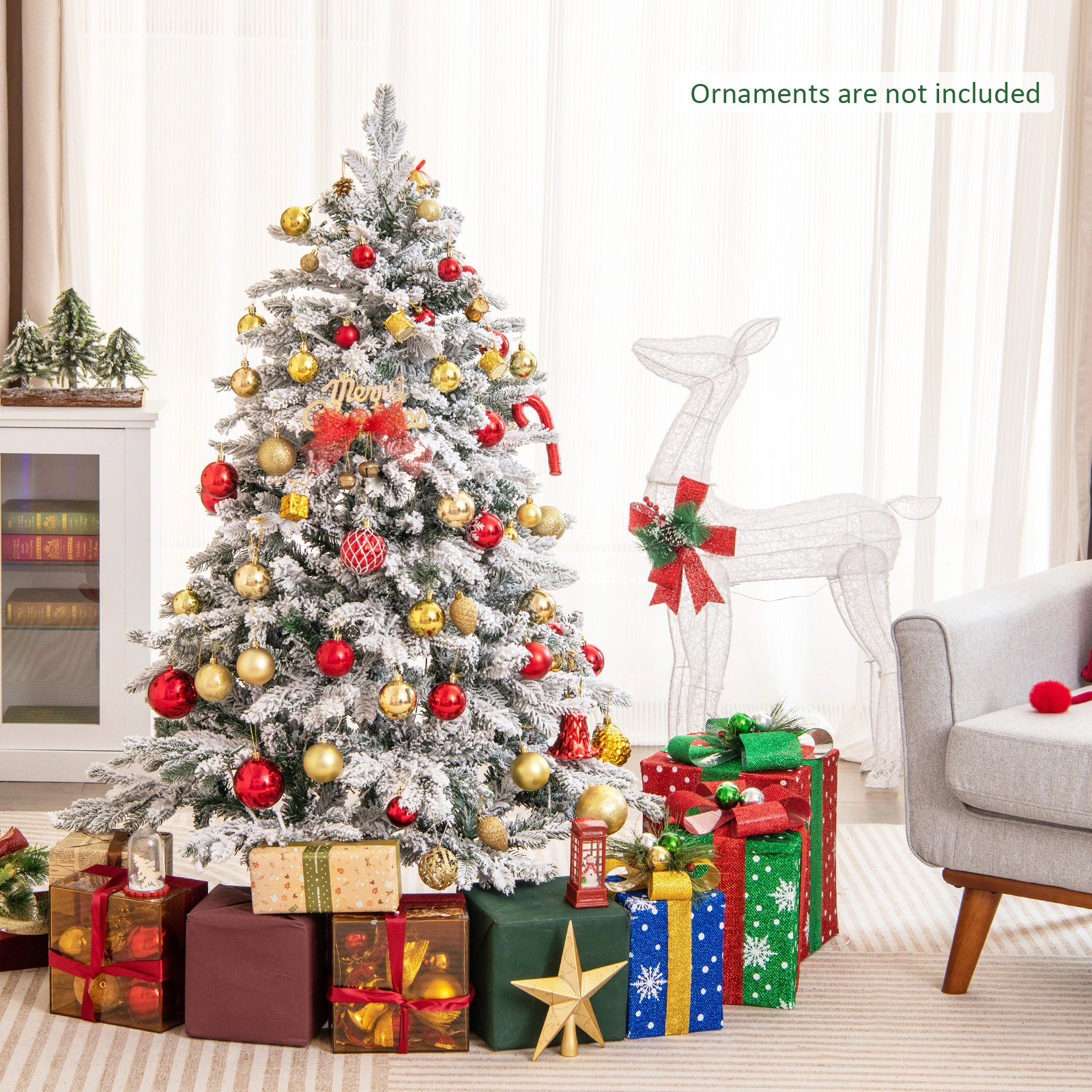 SlickBlue Snowy Artificial Christmas Tree with PE and PVC Branches