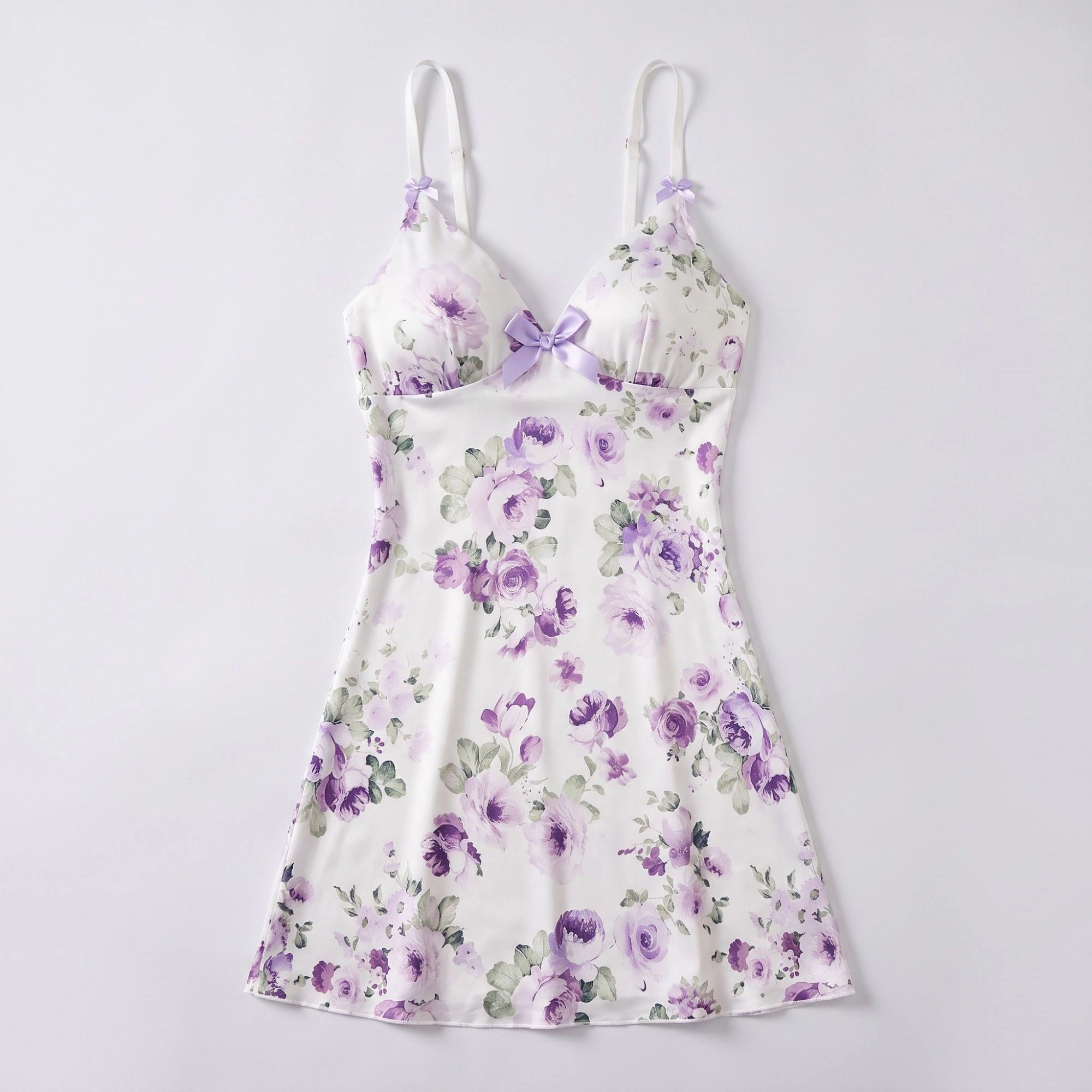 Anna-Kaci Women's Floral Satin Slip Chemise Nightgown