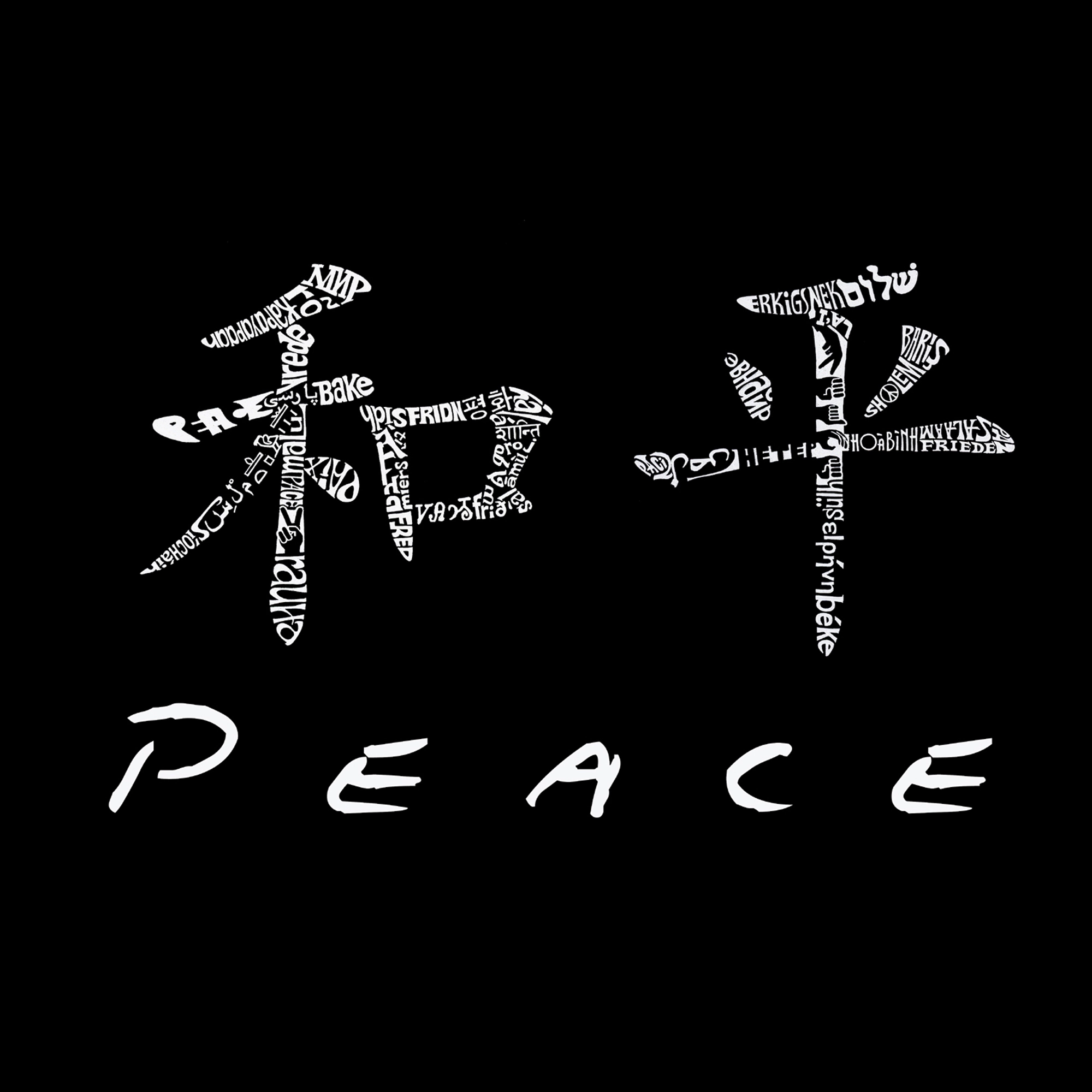 LA Pop Art Womens Word V-Neck T-Shirt - Chinese Peace Symbol