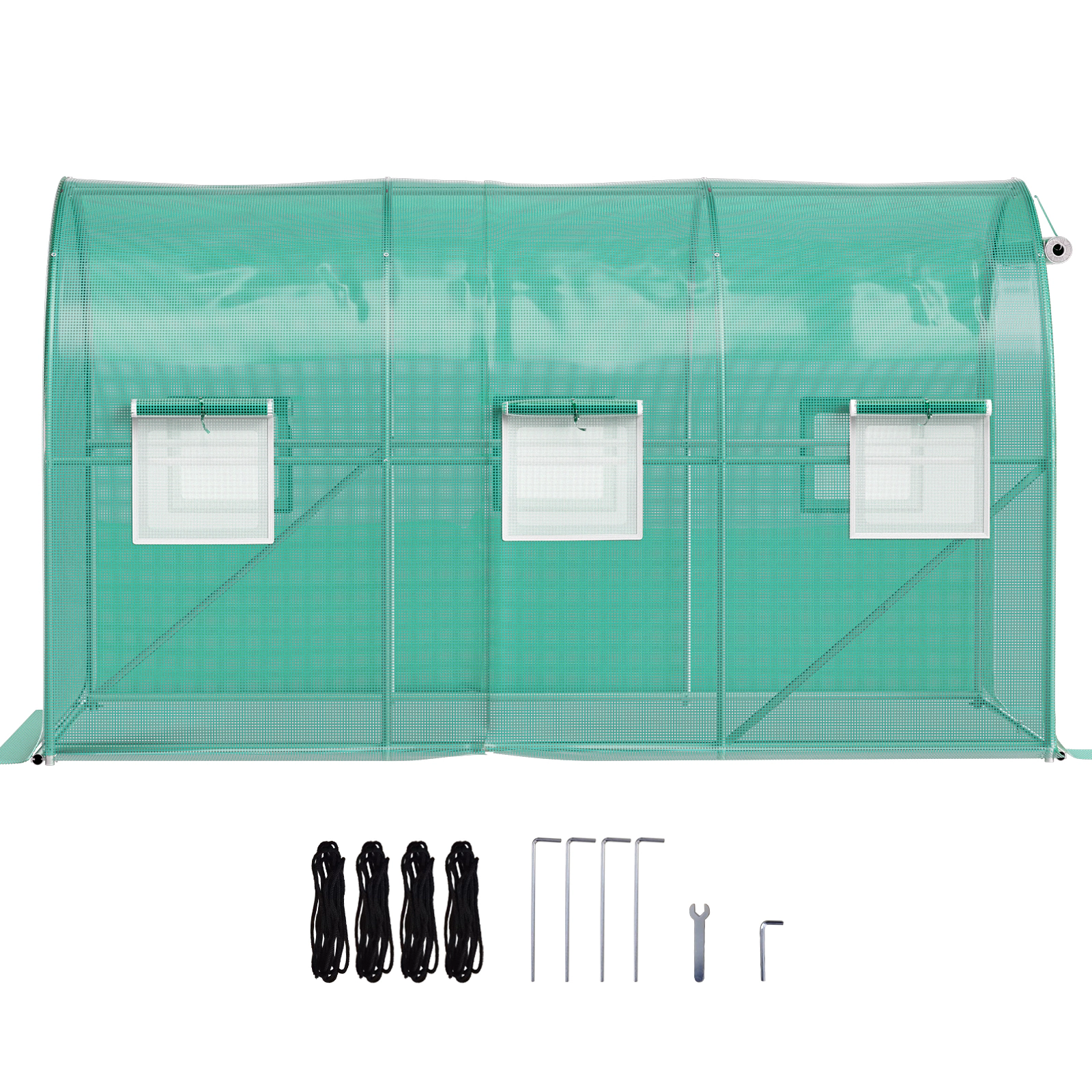 HONGGE Walk-in Tunnel Greenhouse Portable Plant Hot House with Galvanized Steel Hoops 1 Top Beam Diagonal Poles