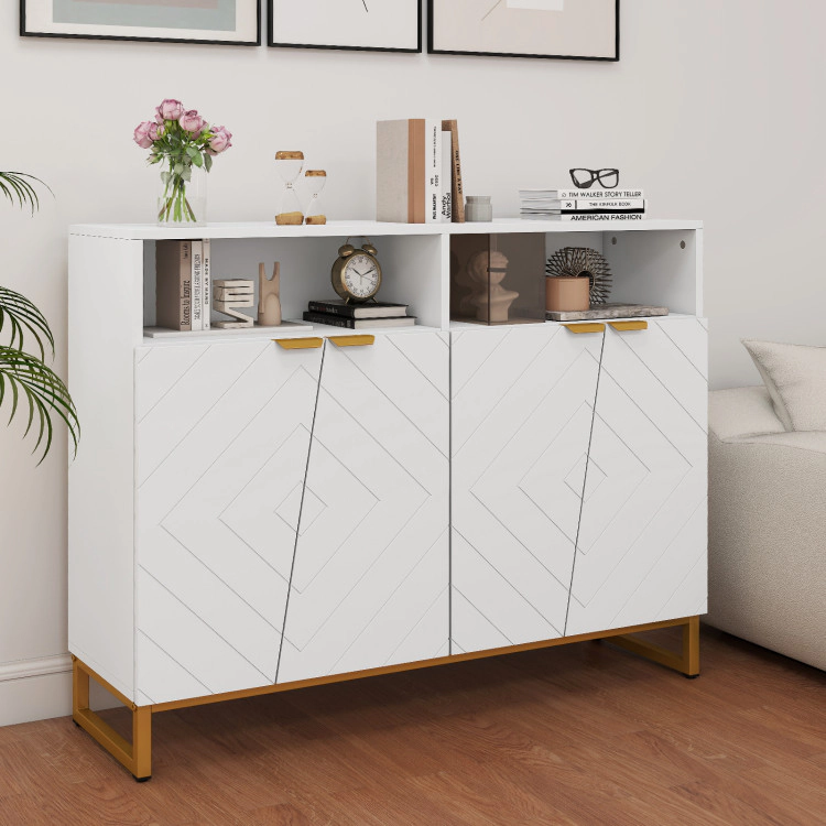 Hivvago Modern Sideboard Cabinet With 4 Doors And Adjustable Shelves