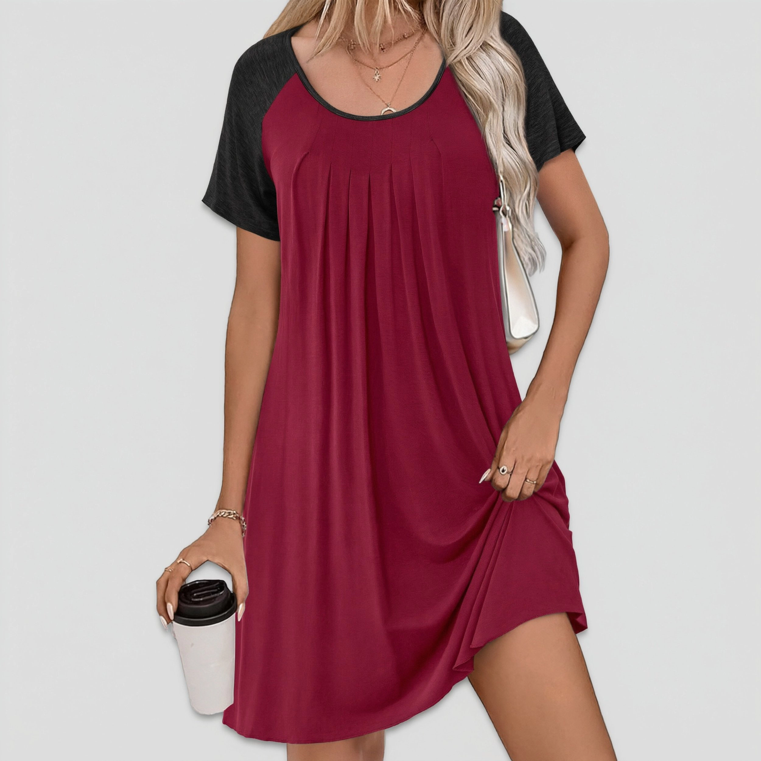 Ekouaer Sleep Shirts for Women Short Sleeve Nightshirts Pleated Nightgowns Loose Fit Night Dress