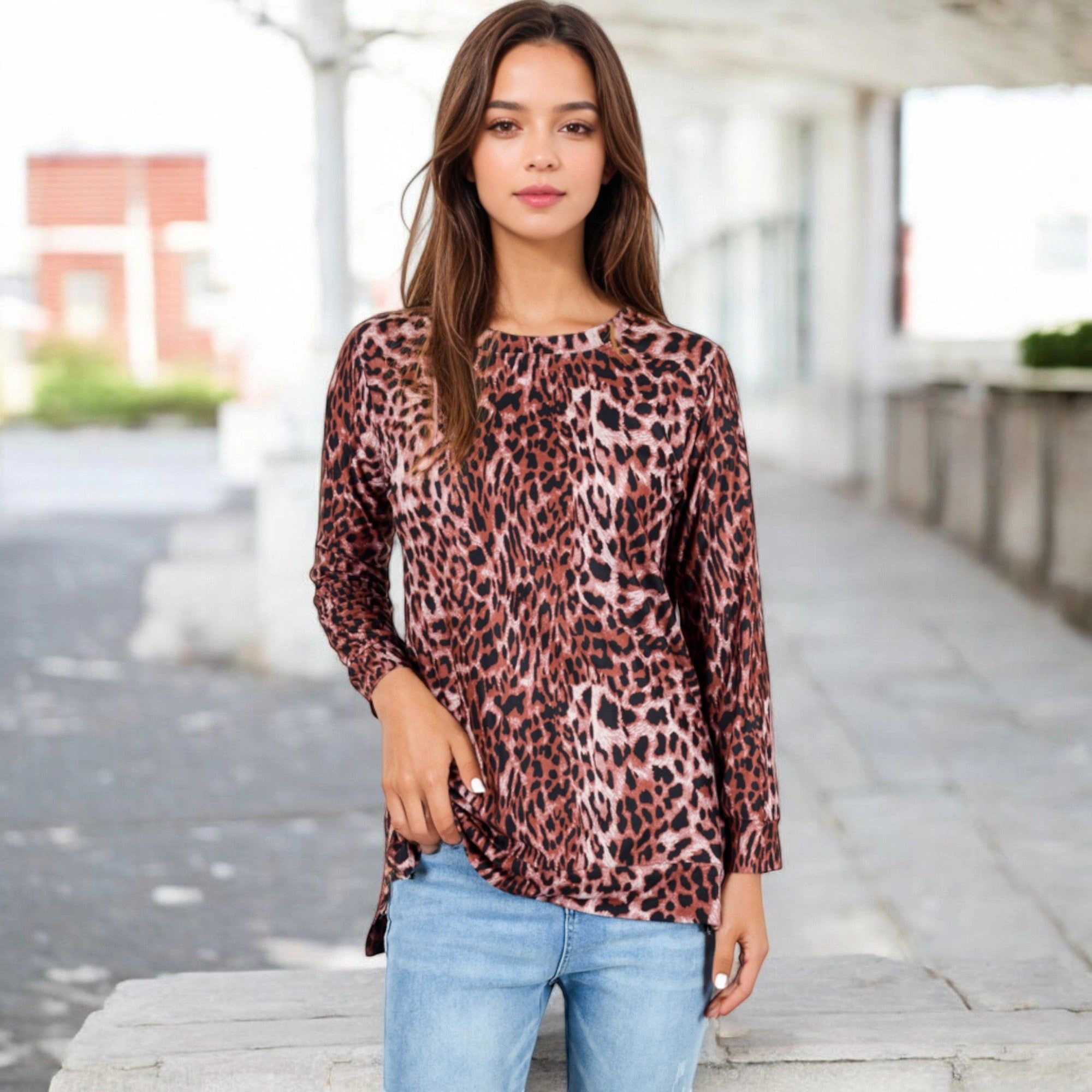 Anna-Kaci Women's Camouflage Pullover Tunic Top Fall Crewneck Sweatshirts