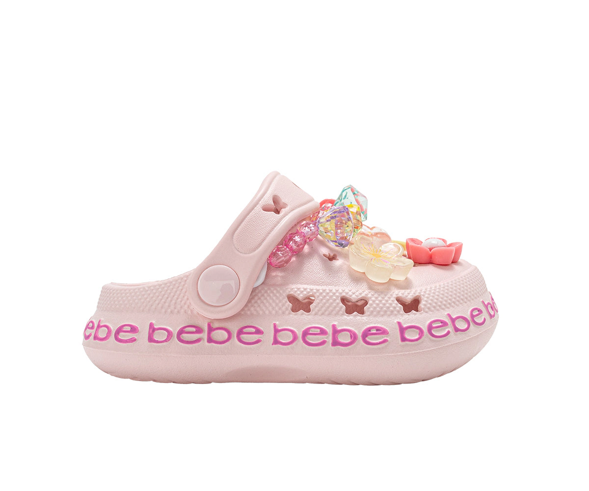 bebe Toddler Girl's EVA Clog Sandals with Charm Detail Slip On Shoes