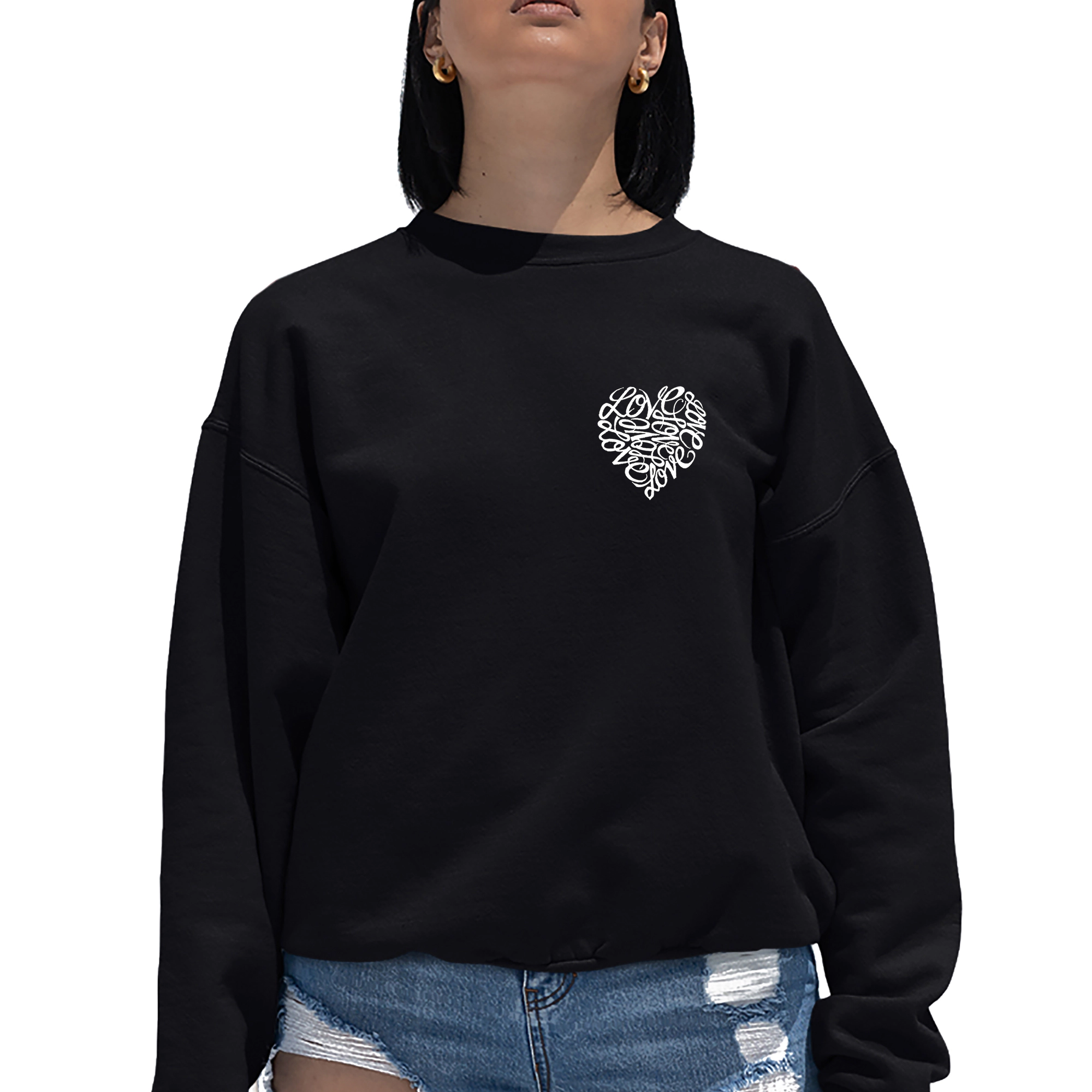 LA Pop Art Cursive Heart - Women's Word Crewneck Sweatshirt