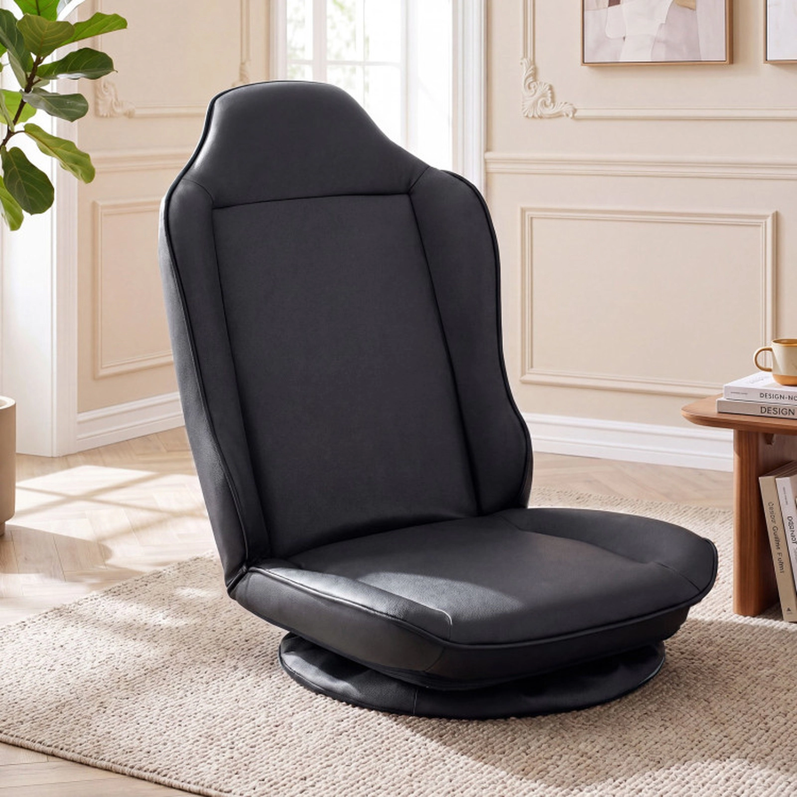 SUGIFT 360-Degree Swivel 5-Level Backrest Floor Gaming Chair 23.5-in x 22-in x 30.5-in 330-lb Capacity Black