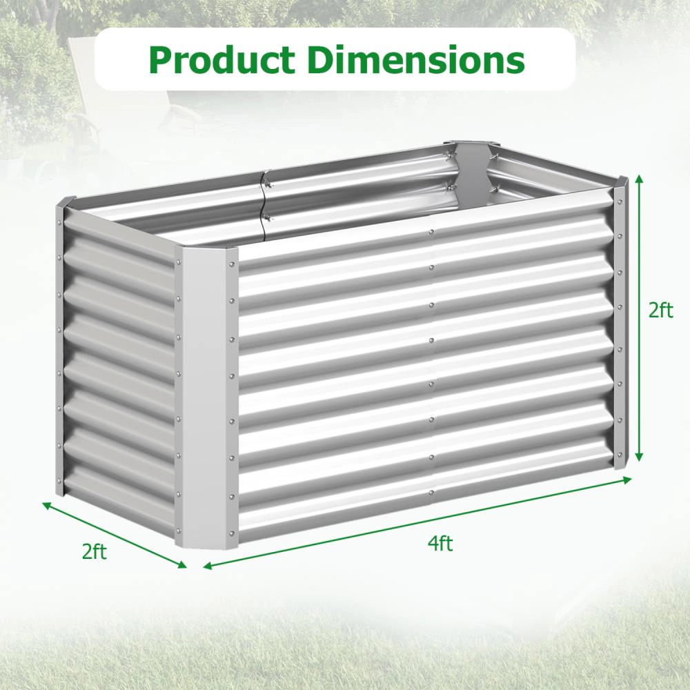 Hivvago Galvanized Raised Garden Bed Rectangular Galvanized Metal Planter Box