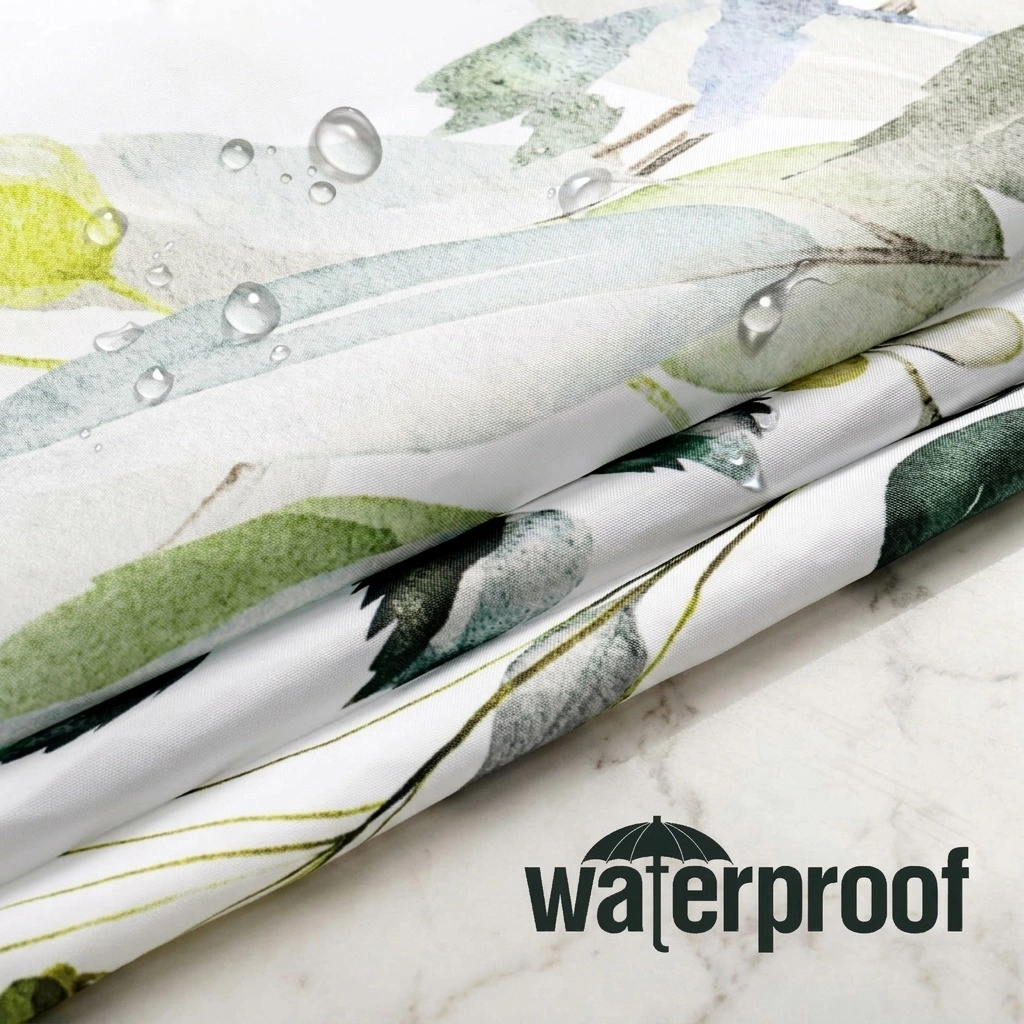 WZK Watercolor Eucalyptus Leaves Waterproof Fabric Rustproof Grommets Machine Washable Bathroom Shower Curtain