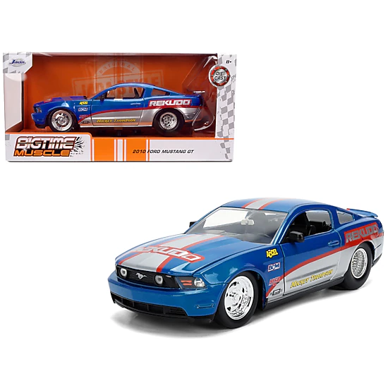 Jada 2010 Ford Mustang GT "Rekudo" Blue Metallic with Red and Silver Stripes "Bigtime Muscle" Series 1/24
