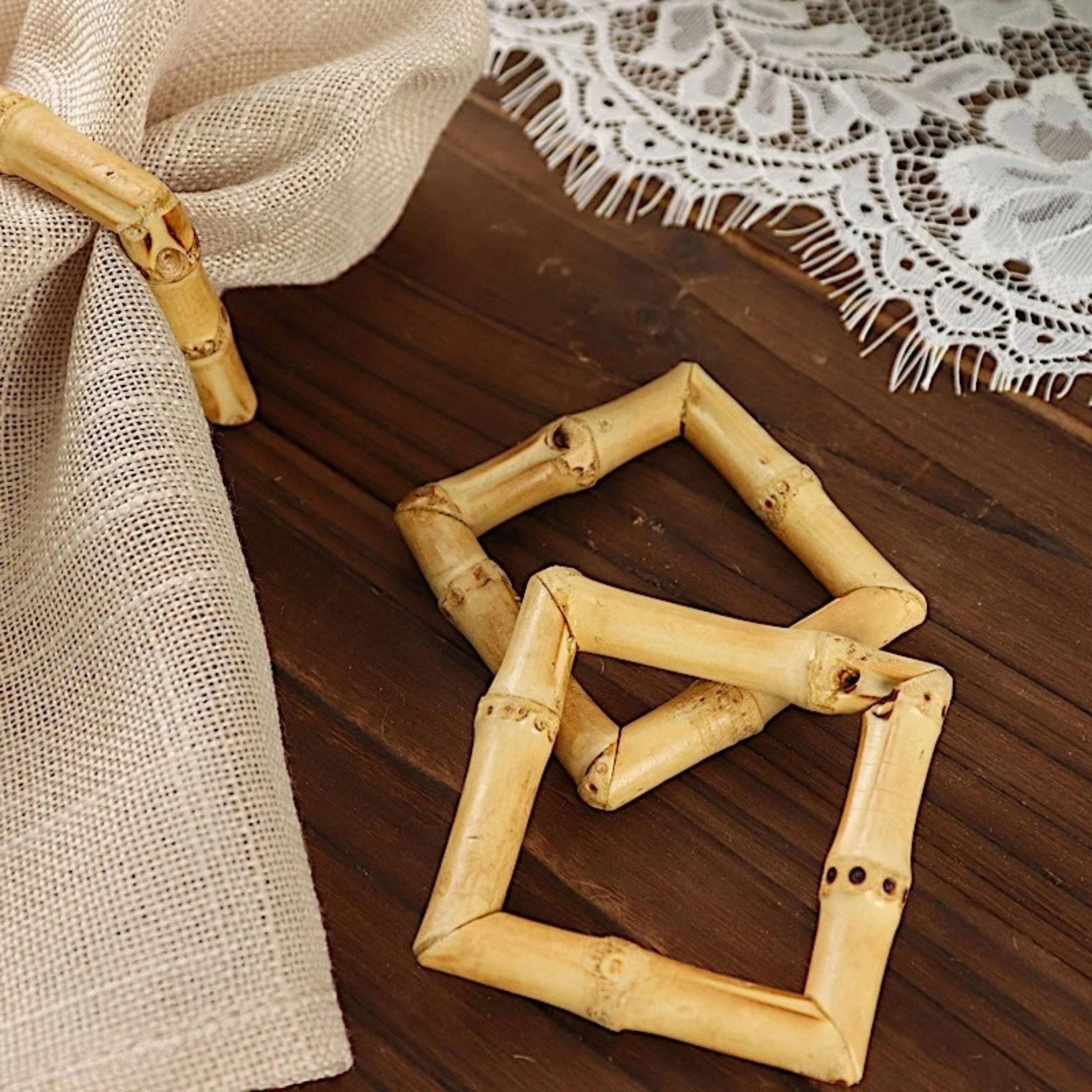 Home Collection 2.25-Inch Square Bamboo Wood Napkin Rings- Set of 4