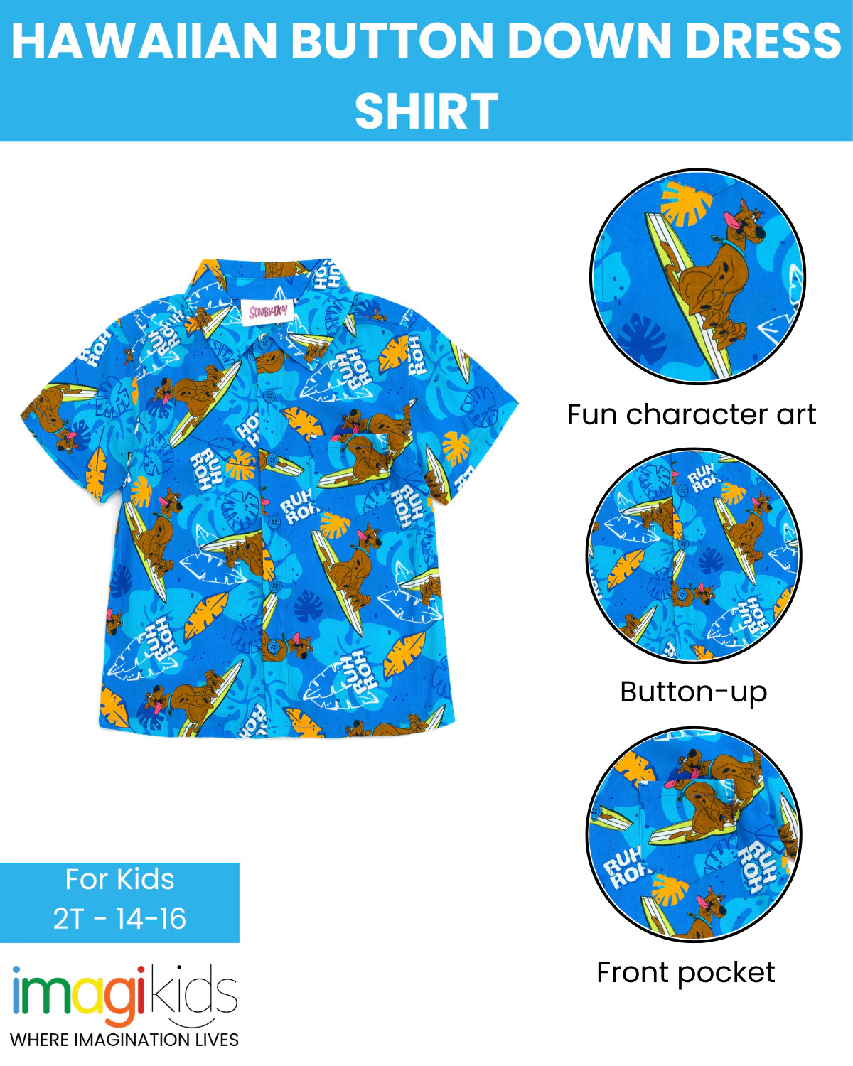 Scooby-Doo Boys' Hawaiian Button Down Shirt