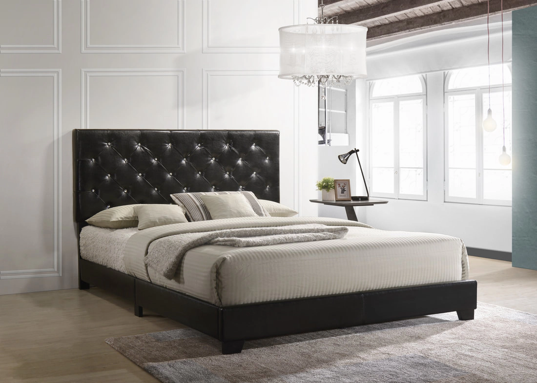 Flynama PU Leather Platform Bed with Tall Tufted Headboard, Wooden Slats, Easy Assembly