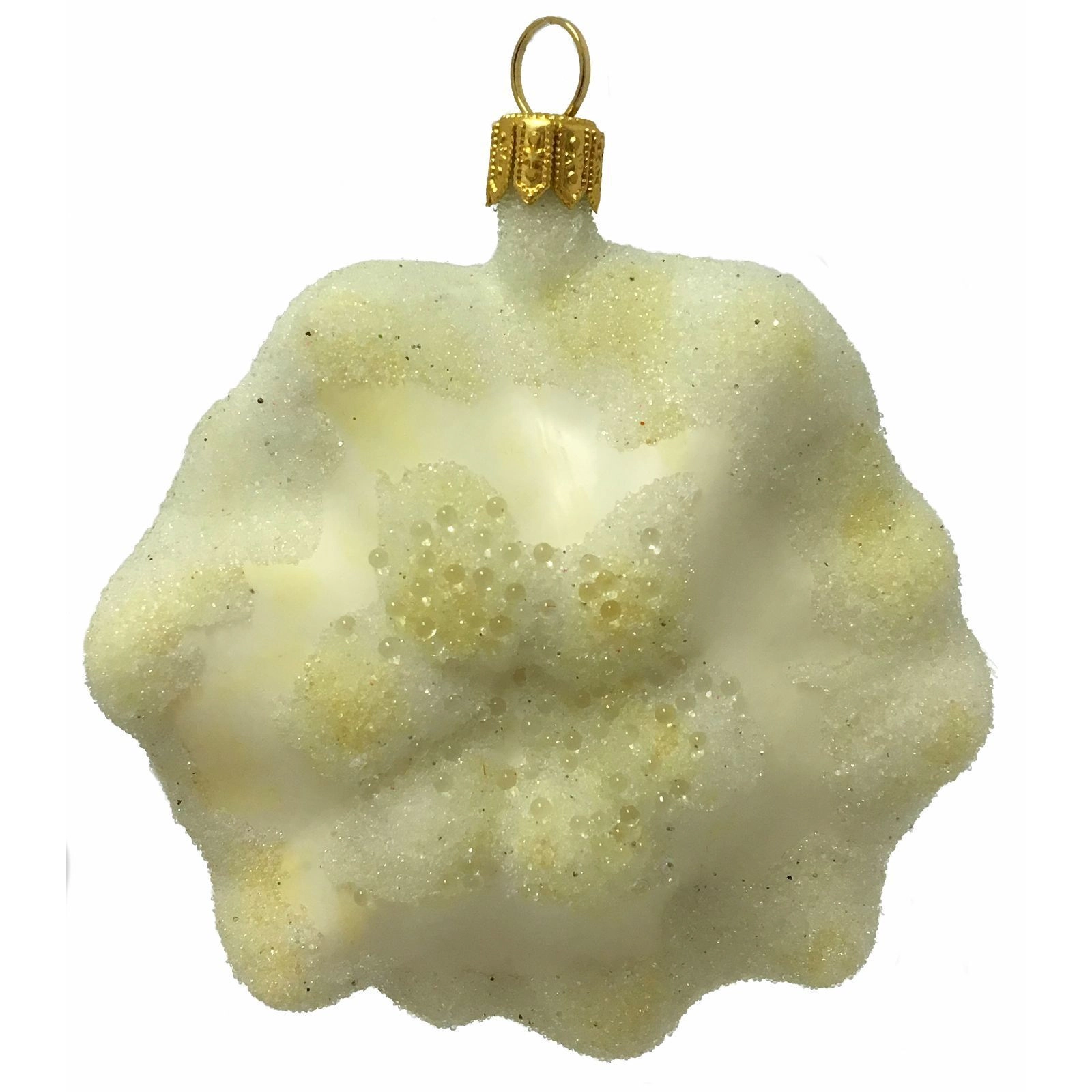 Pinnacle Peak Trading Company White Pattypan Scallop Squash Polish Glass Christmas Ornament Vegetable