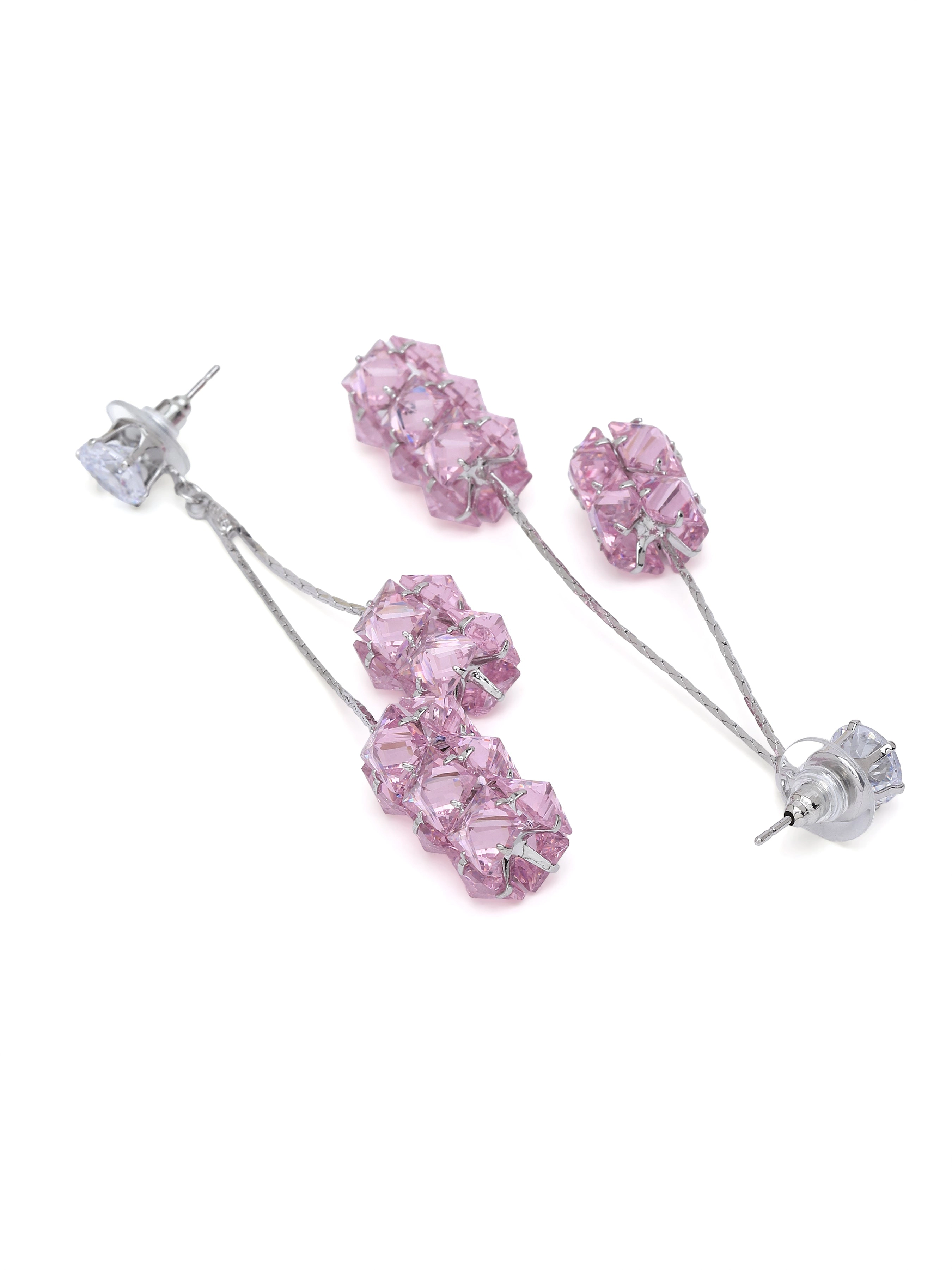 AGP PARIS Womens Crystal Ribbon Tassel Drop Earrings