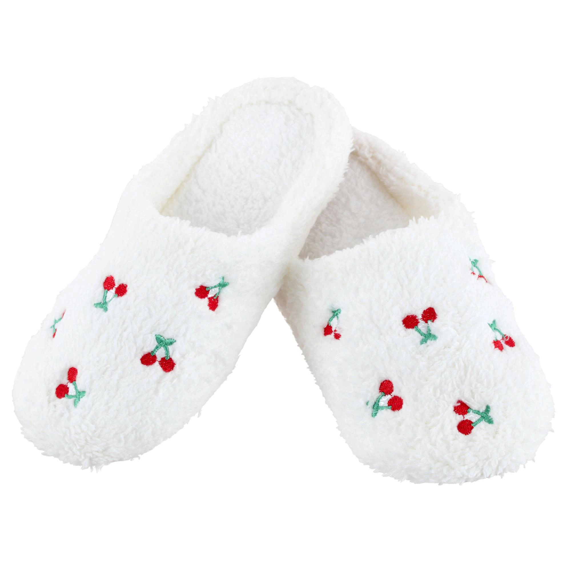 CTM Women's Cherry Plush Slippers Cozy Fuzzy Indoor Slip-On Shoes