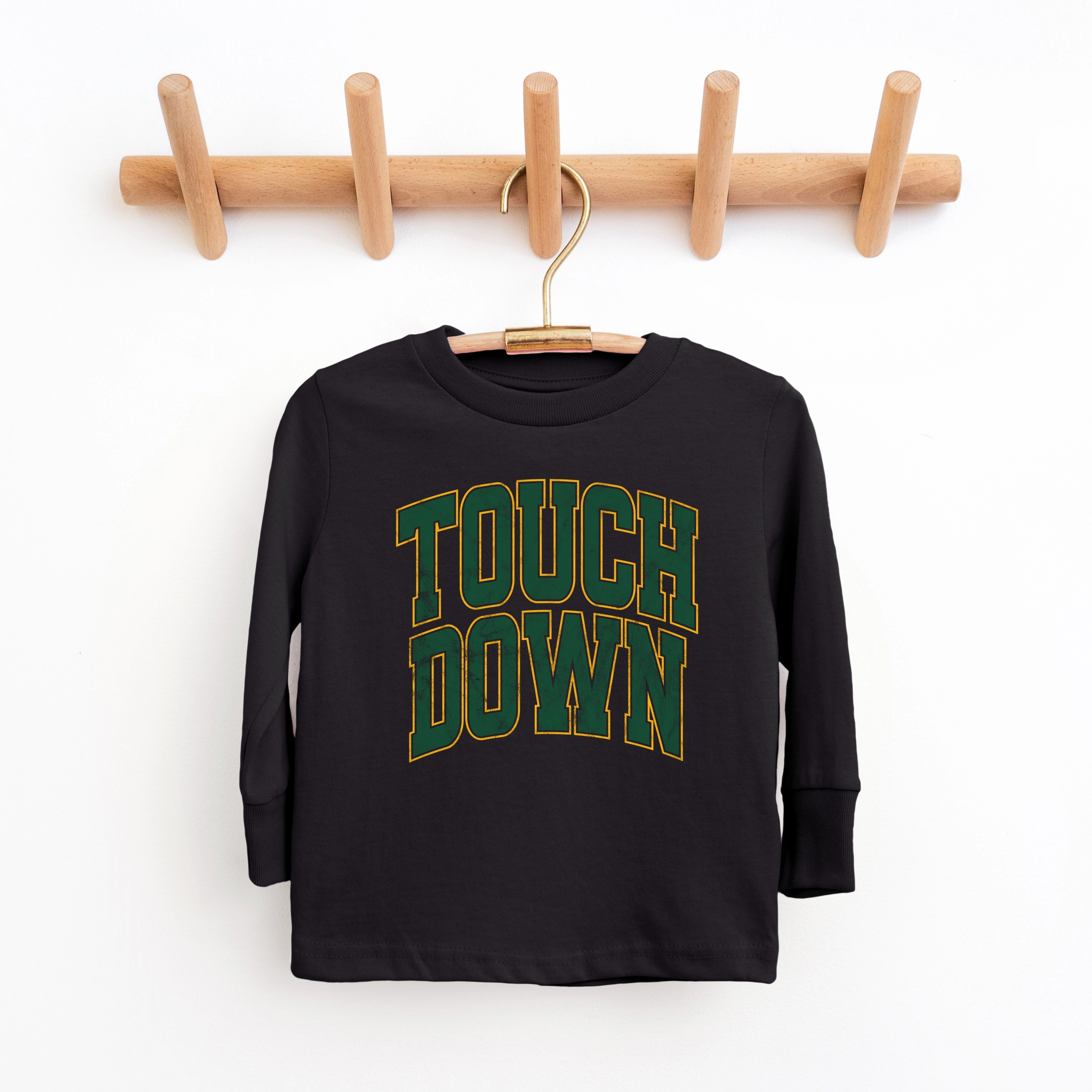 The Juniper Shop - Youth Long Sleeve Graphic T-Shirt Touchdown Stacked Green