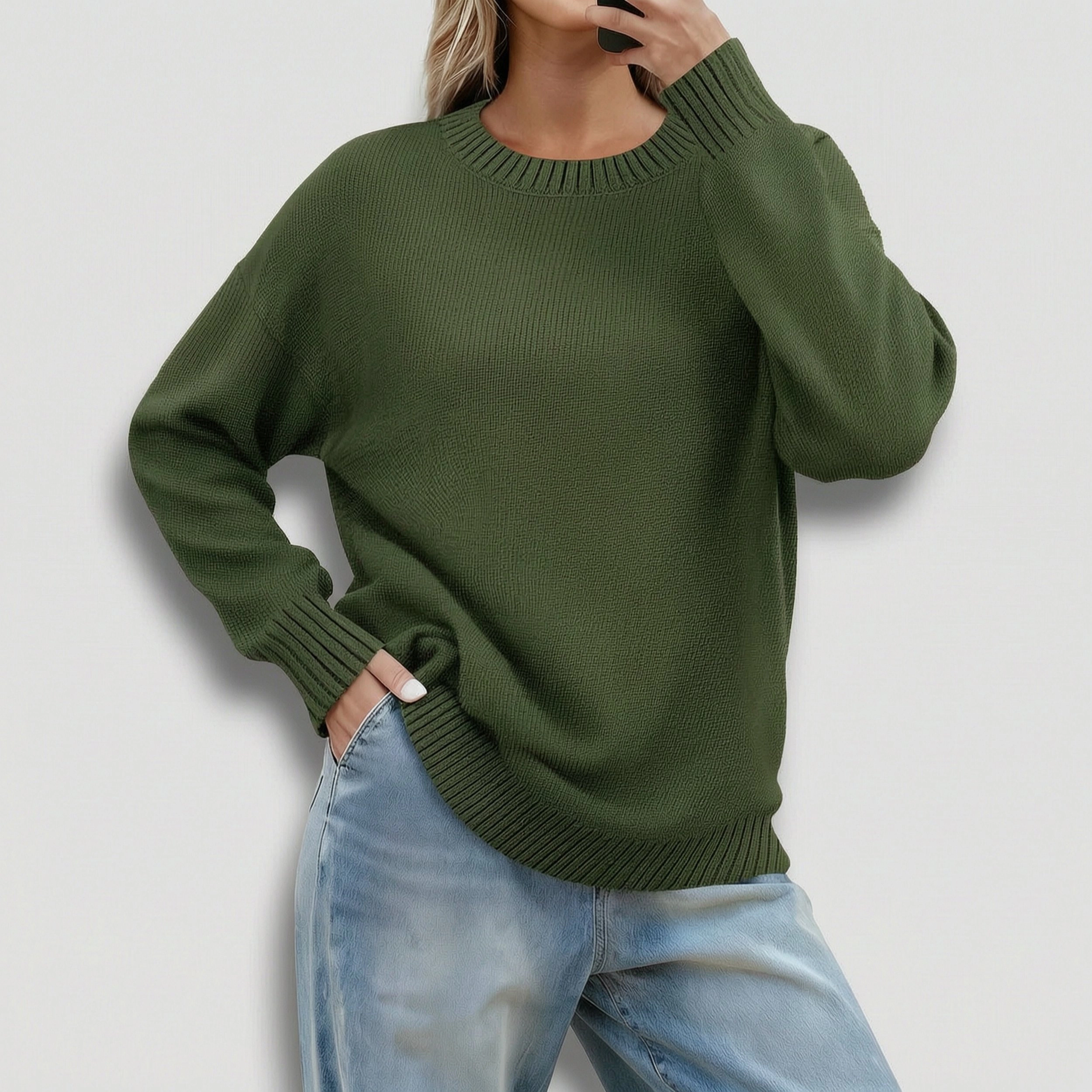 Zeagoo Women's Crewneck Ribbed Knit Loose Fit Long Sleeve Pullover