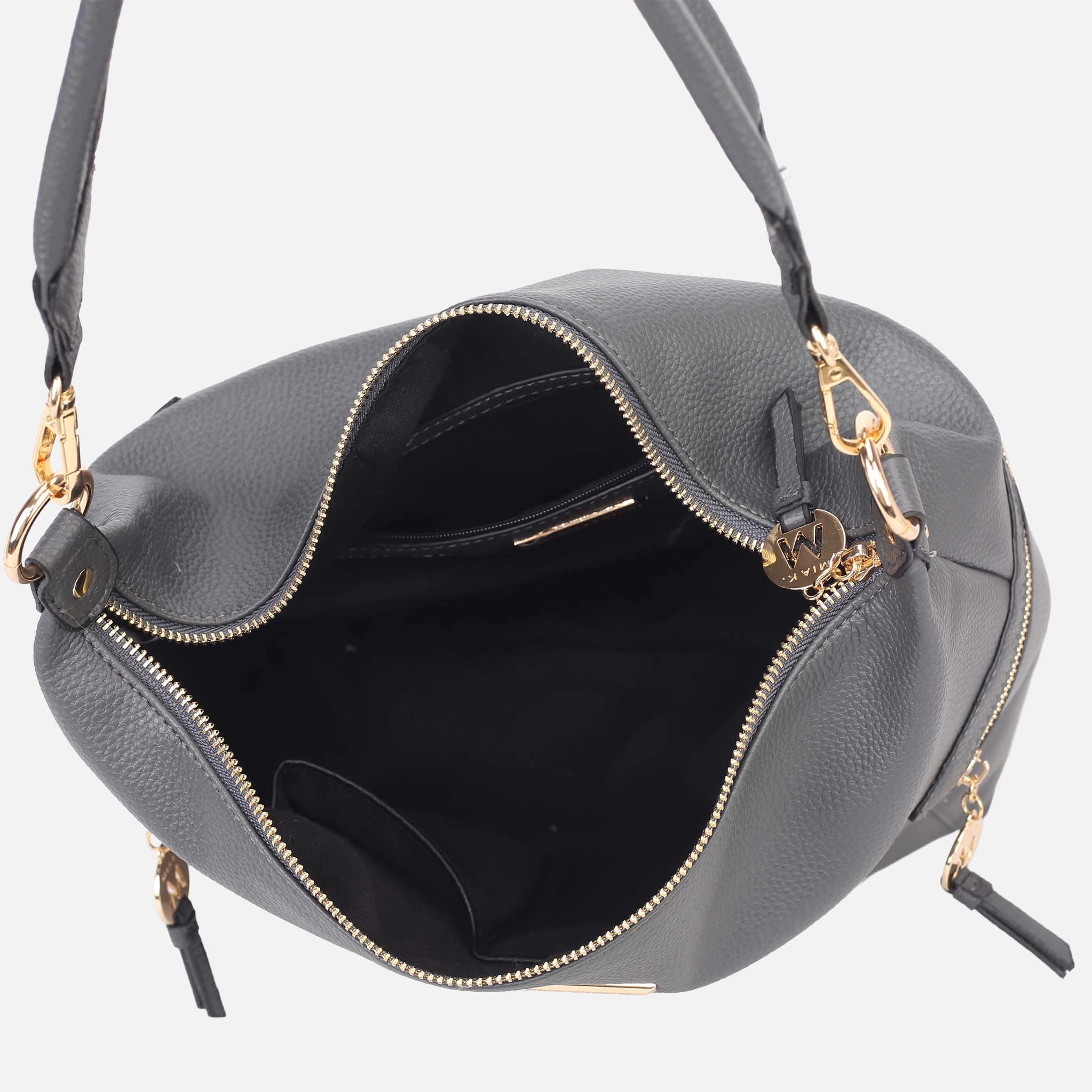 Mia K Collection Ophelia Pebbled Vegan Leather Hobo Bag with Matching Wallet