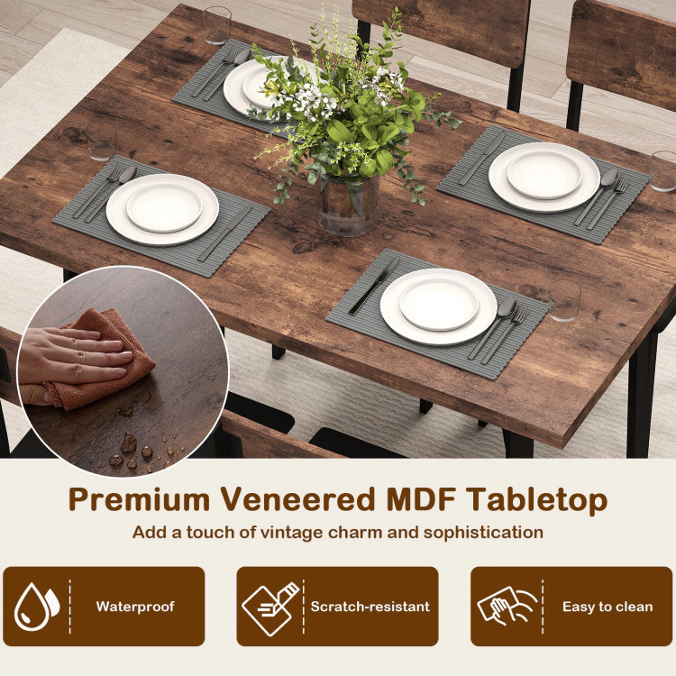 Hivvago 5-Piece Dining Table Set For 4 People Industrial Kitchen Table And 4 Pu Leather Chairs
