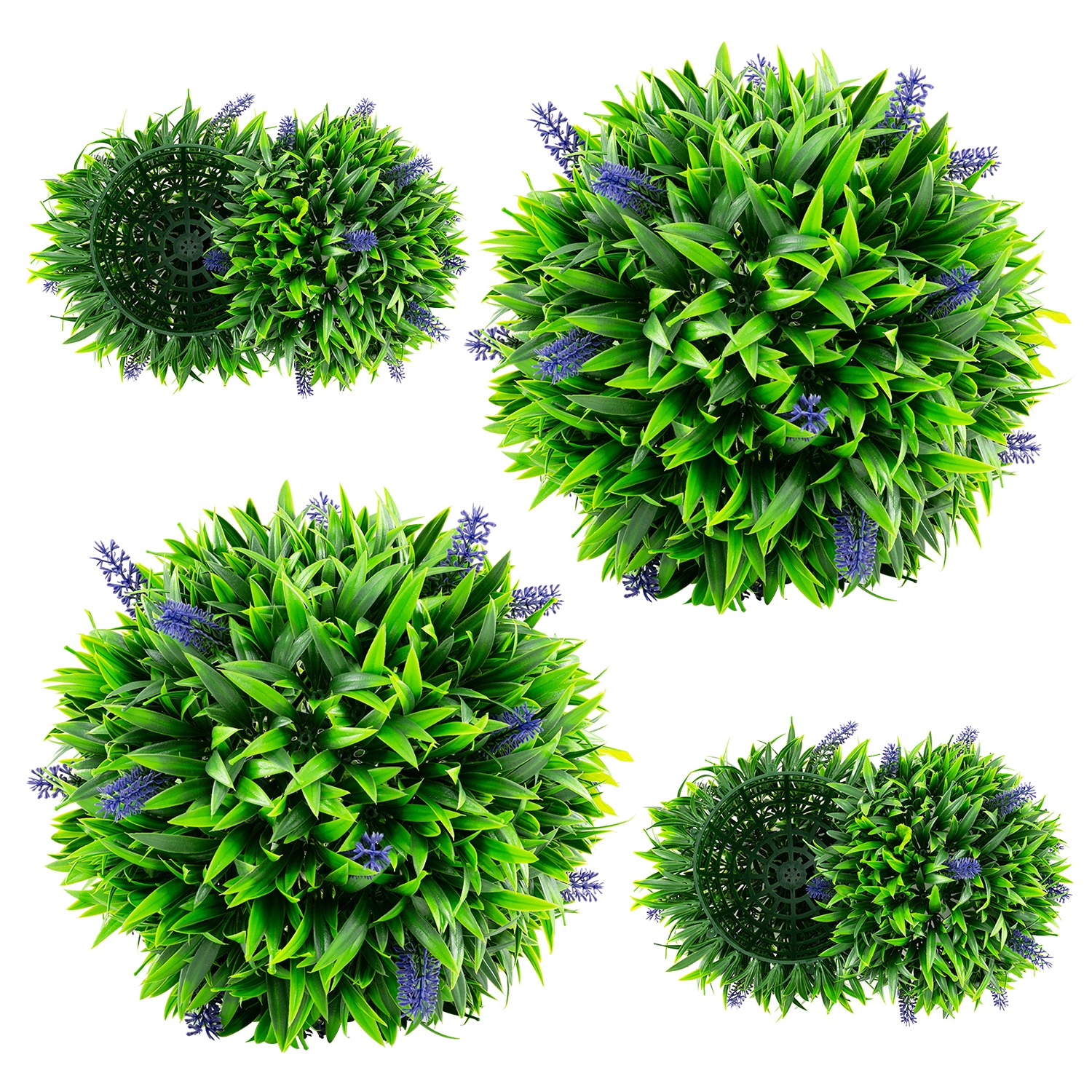 Slickblue 2 Pieces Artificial Lavender Topiary Balls with Green Foliage for Planters and Garden Decor