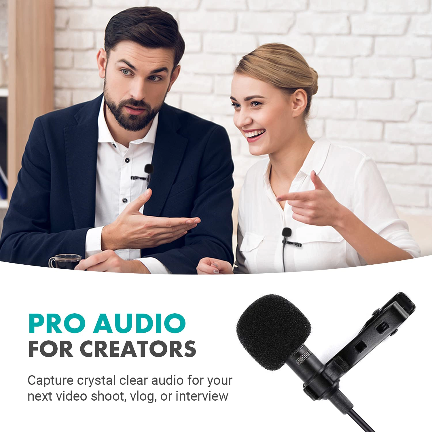 Movo LV4 Phantom Power XLR Lavalier Microphone Interview Kit with Omnidirectional and Cardioid XLR Lapel Mics, Metal