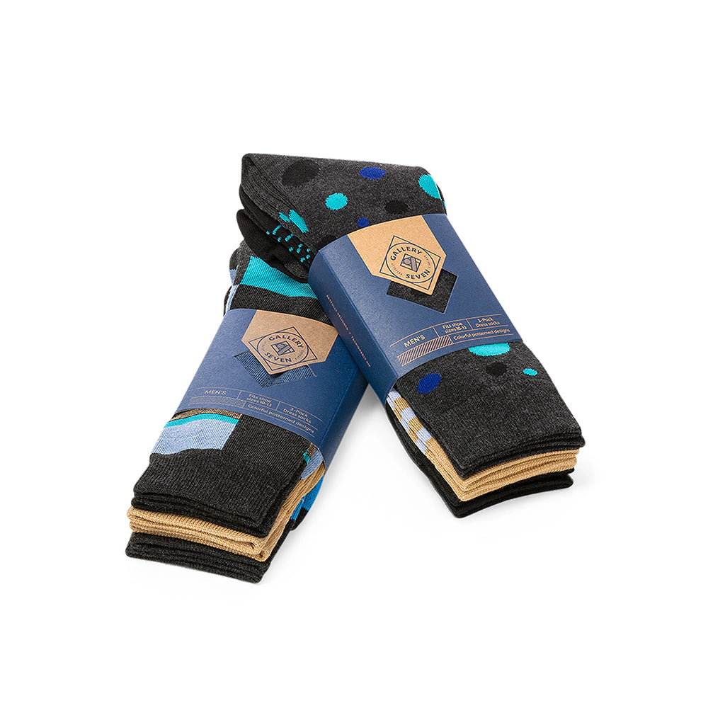 Gallery Seven Men's Funky Colorful Dress Socks 6 Pack