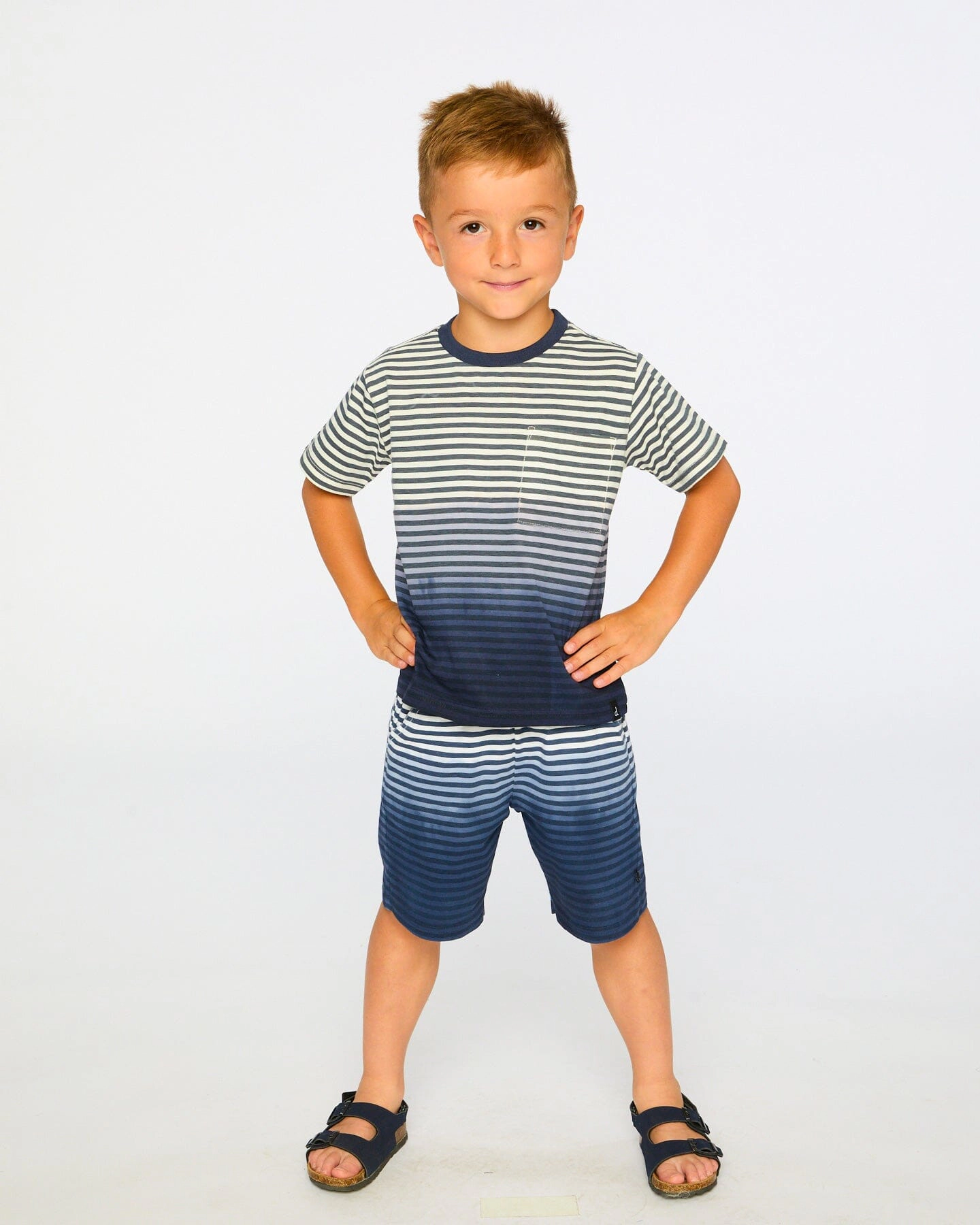Deux par Deux Boys Organic Cotton Shorts Gradient Stripes