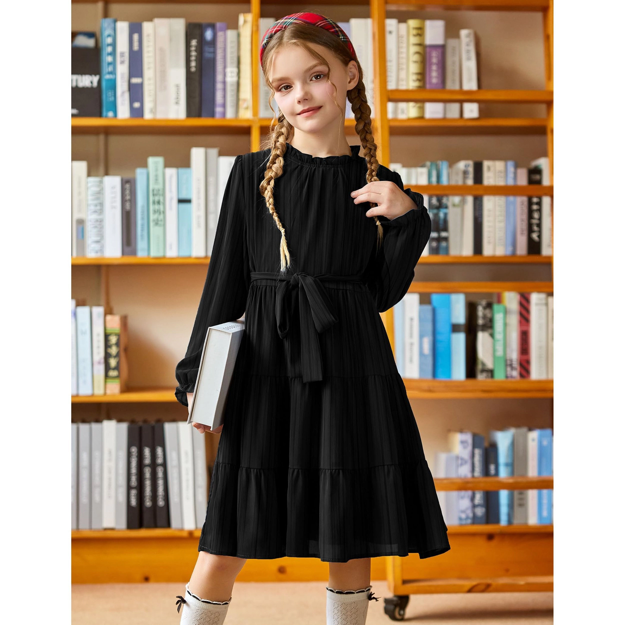 Arshiner Christmas Dress Girls Long Sleeve Fall Party Wedding Fancy Boho Dresses