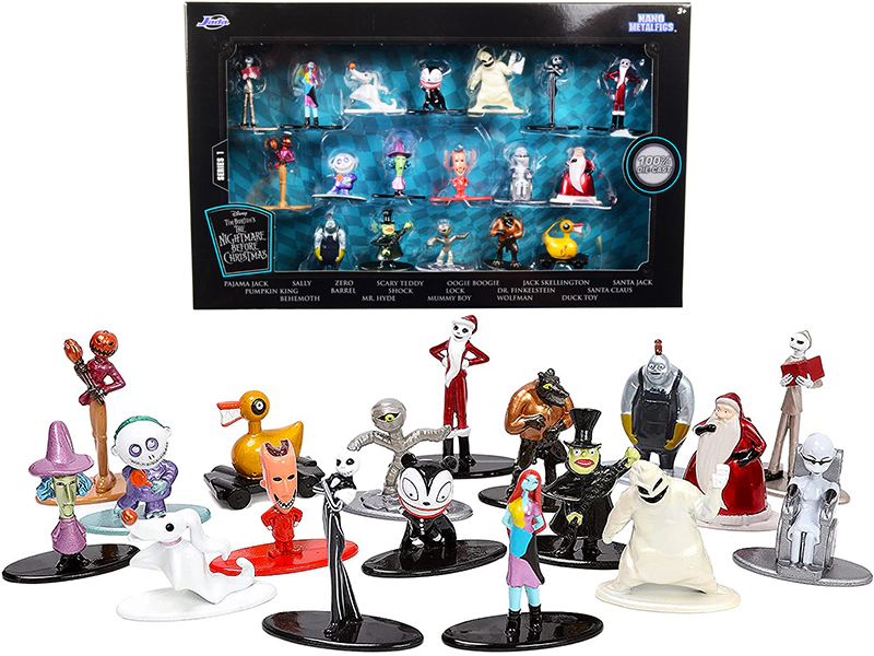 Jada Tim Burton's "The Nightmare Before Christmas" Set of 18 Diecast Figurines "Nano Metalfigs" Series by Jada