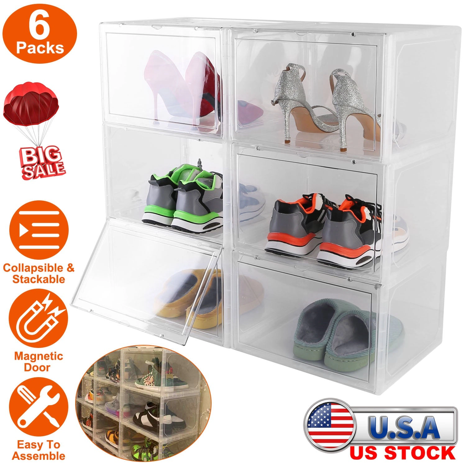 GBruno Stackable Transparent Shoe Storage Box