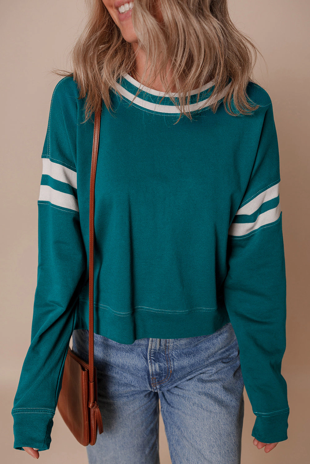 Threaded Pear Women's Jadeita Patchwork Drop Shoulder Sweatshirt