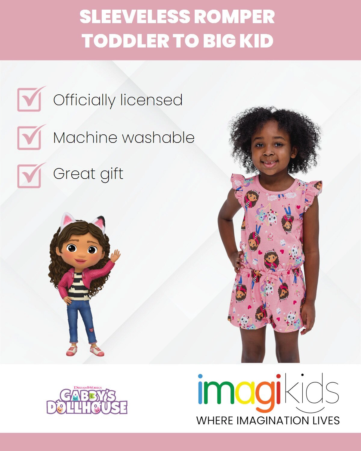 Dreamworks Gabby's Dollhouse Girls' Sleeveless Skater Romper