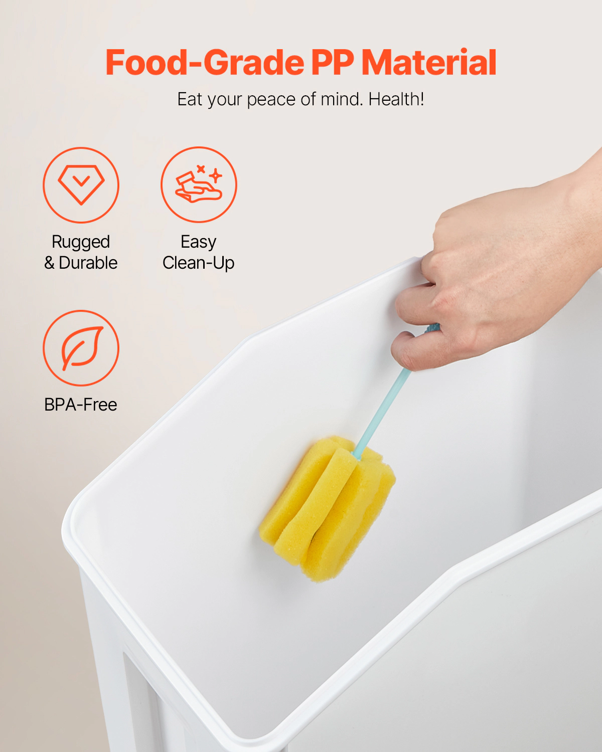 HONGGE Rice Storage Container Dog Food Dispenser Bin with Airtight Lid