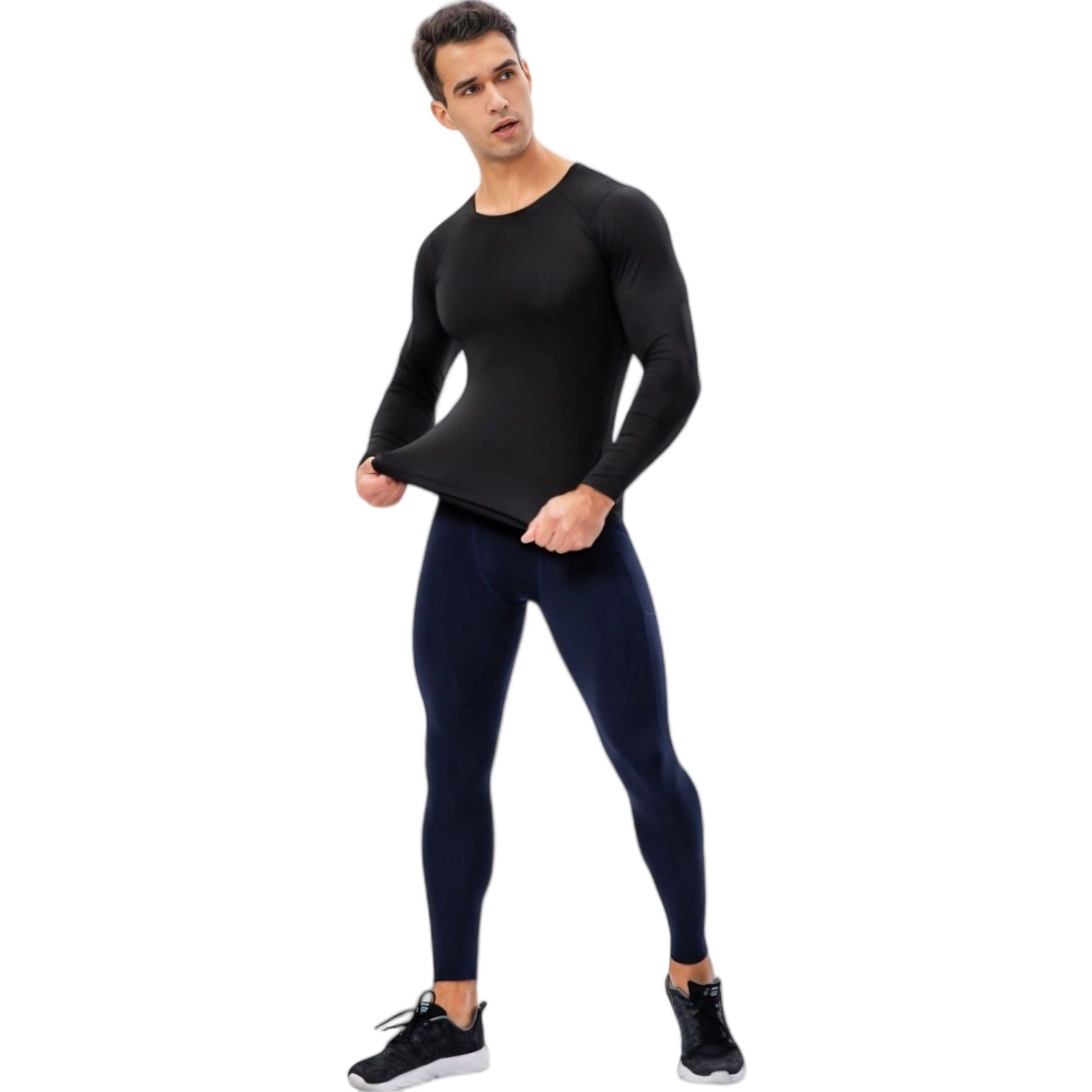 Anna-Kaci Men's Long Sleeve Compression Shirt with Crew Neck and Moisture-Wicking Stretch Fabric
