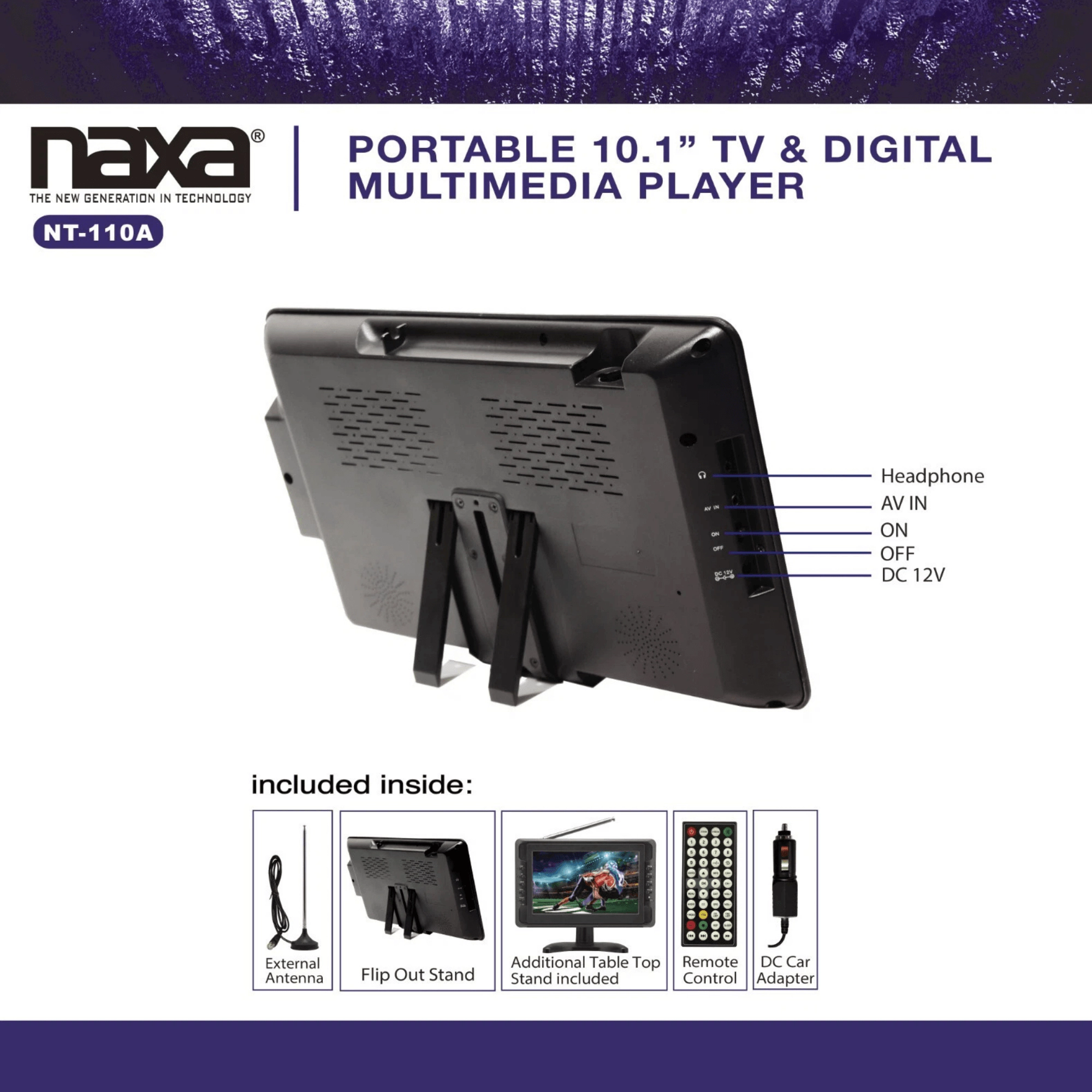 Naxa 10" Portable 12 Volt TV & Digital Multimedia Player