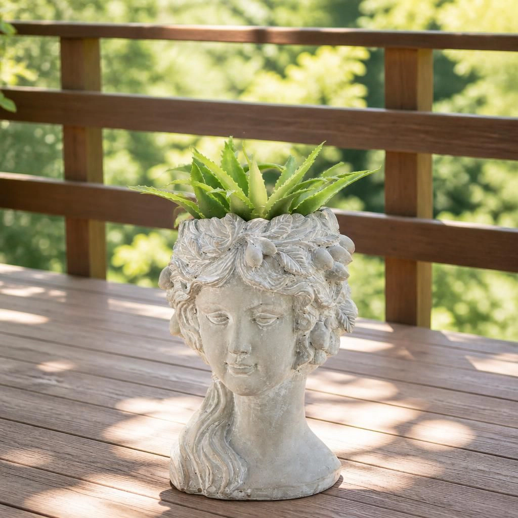 WOW PIONEER Durable Solid Cement Planter Pot for Flowers Herbs Succulents Patio Balcony Backyard Garden