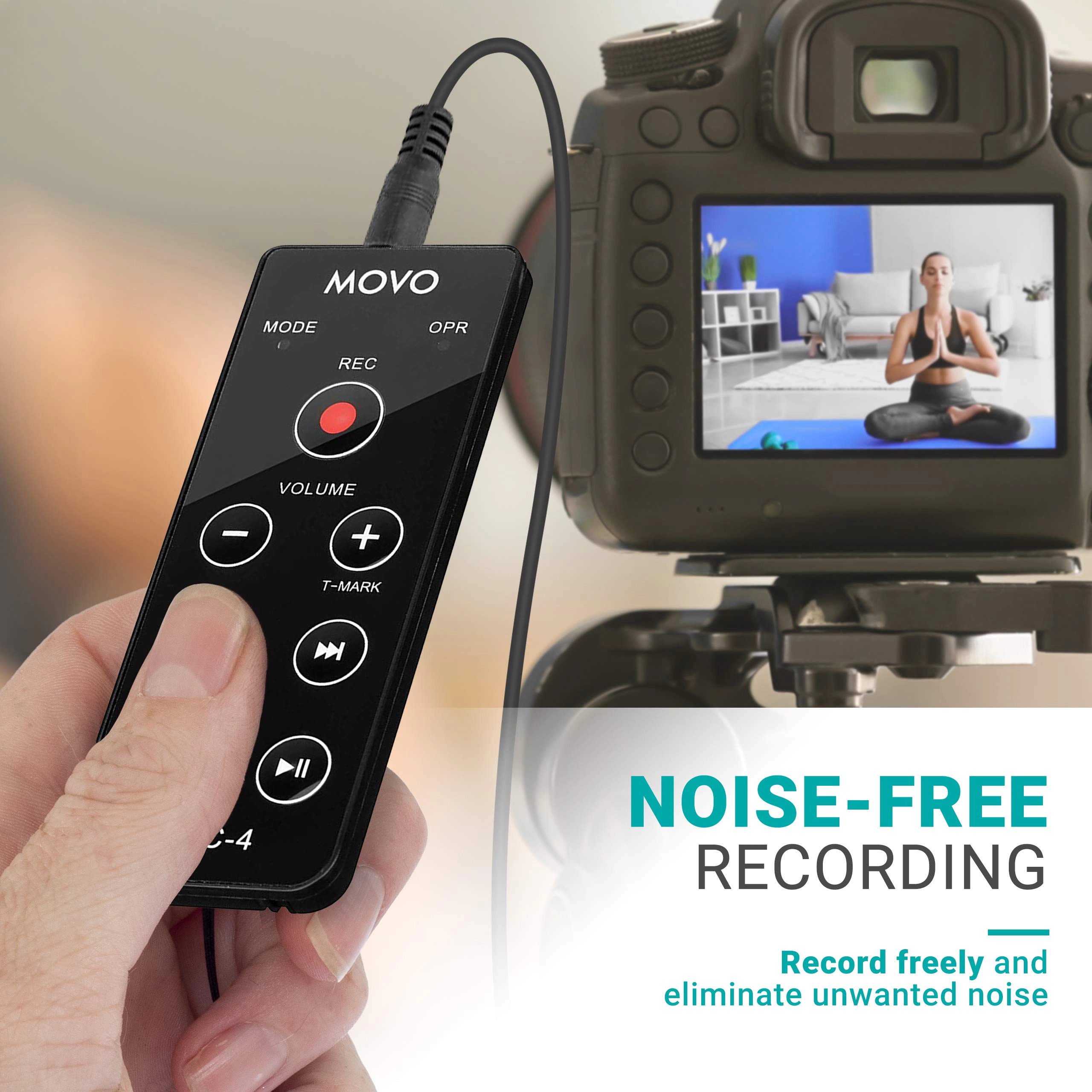 Movo REC-4 Wired Remote Control for Zoom H2n H4n Pro H5 H6 Portable Digital Handy Recorders