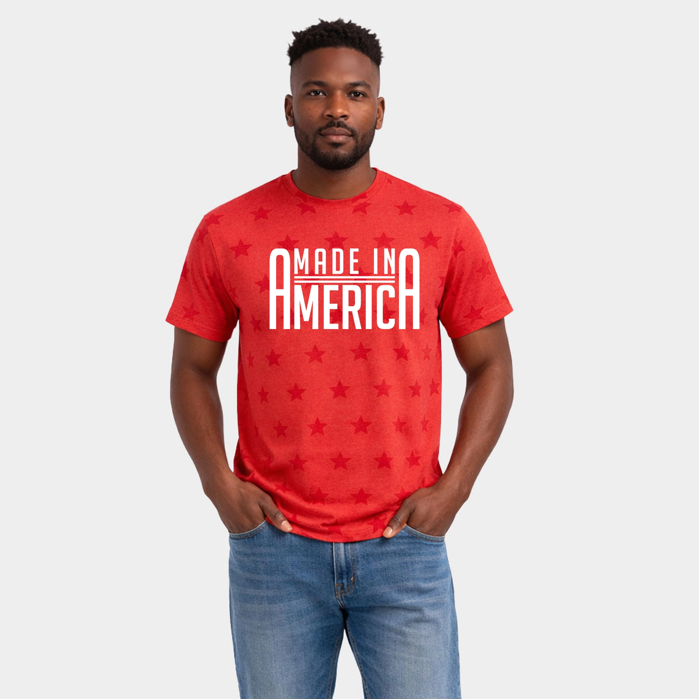 Simply Sage Market - Made America Rounded Men's Short Sleeve Star Tee
