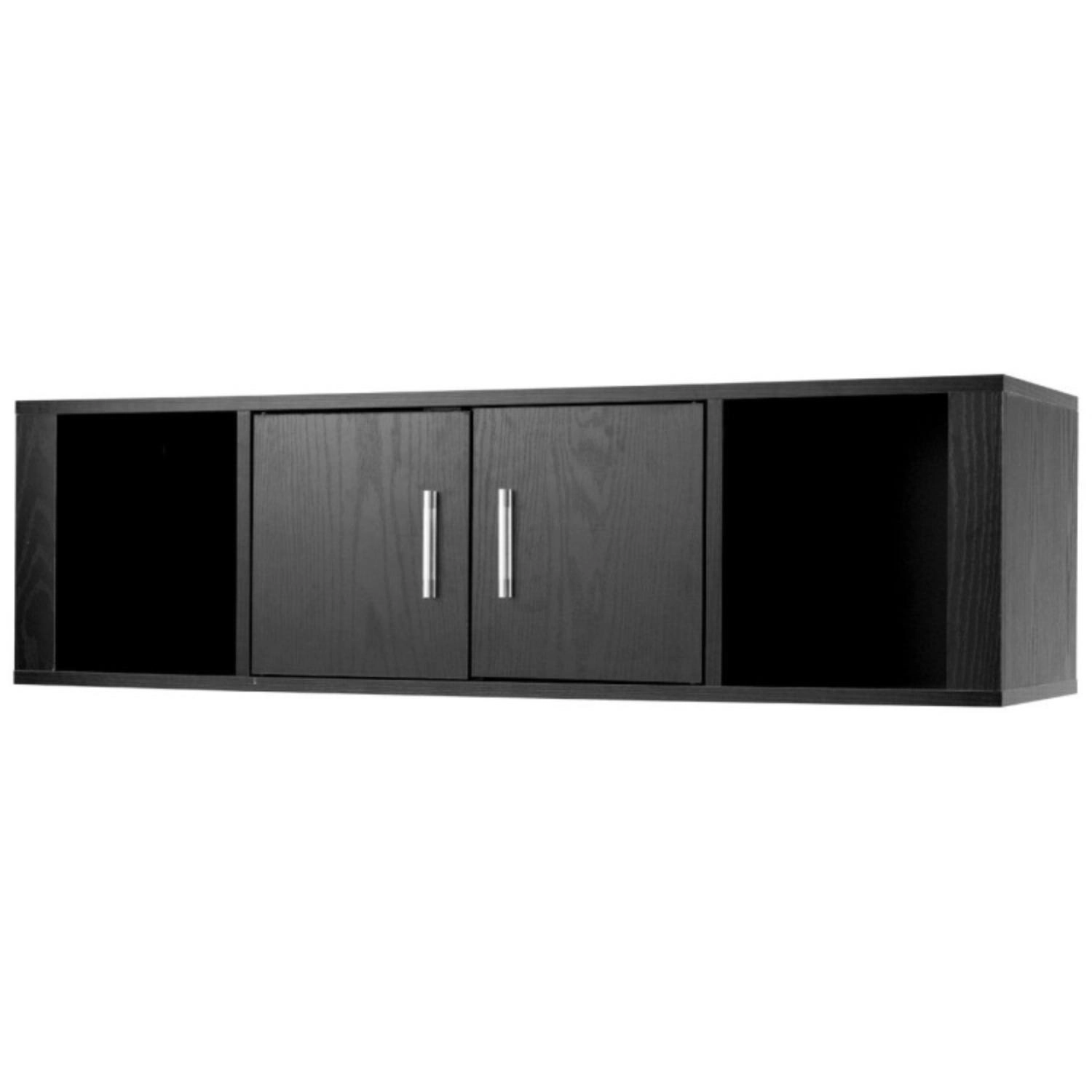 Hivvago Wall Mounted Floating 2 Door Desk Hutch Storage Shelves