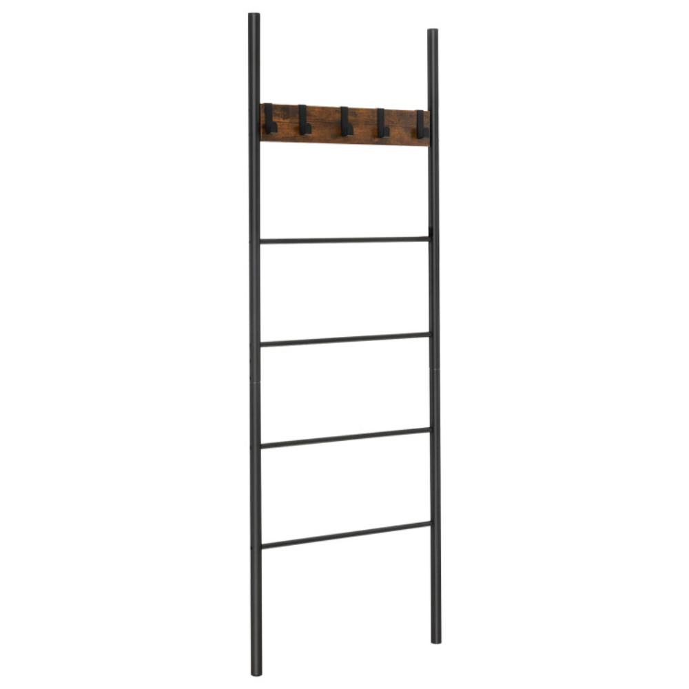 Hivvago Wall-Leaning Decorative Blanket Holder With 5 Removable Hooks